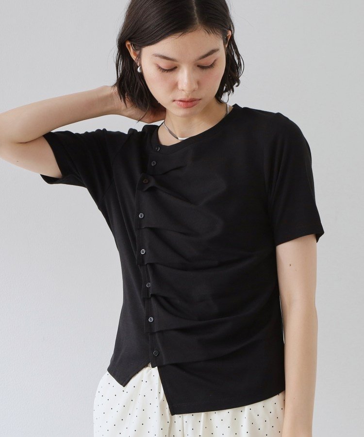 THE SHOP TK フロントタックカットソー ザ ショップ ティーケー トップス カットソー・Tシャツ ホワイト グレー ブラック