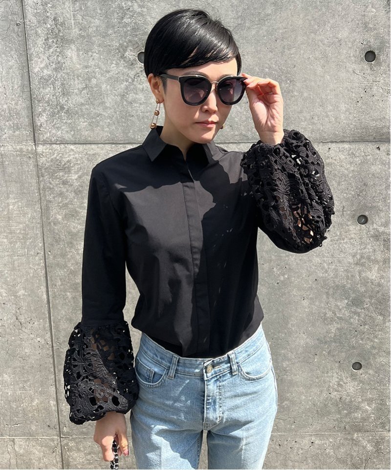 JENNE ボリューム袖レースブラウス ジェンヌ トップス シャツ・ブラウス【送料無料】のサムネイル