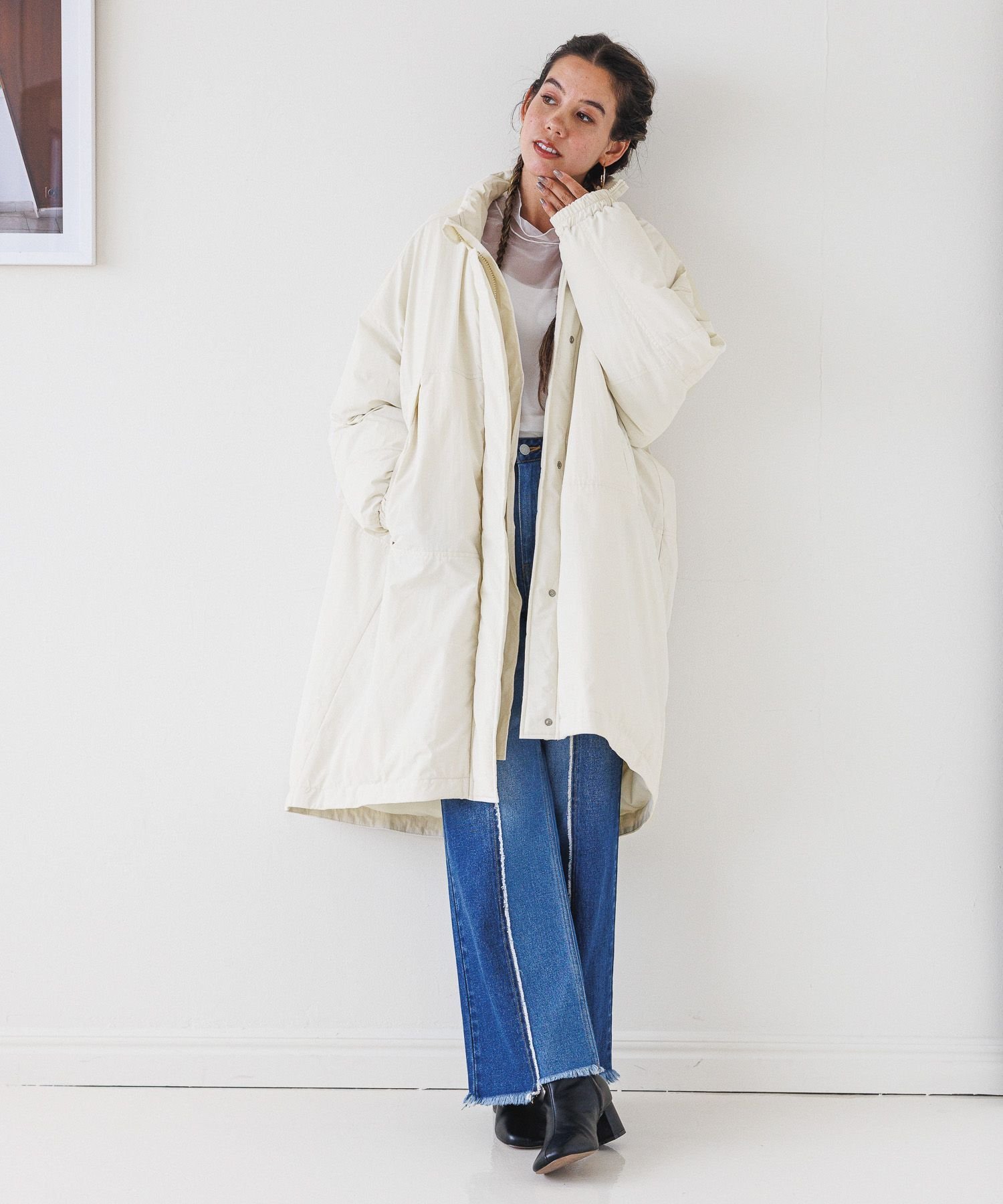 【SALE／55%OFF】BAYFLOW マフラーツキモンスターコート ベイフロー ジャケット・アウター ダウンジャケット・ダウンベスト ホワイト ブラック カーキ【送料無料】のサムネイル