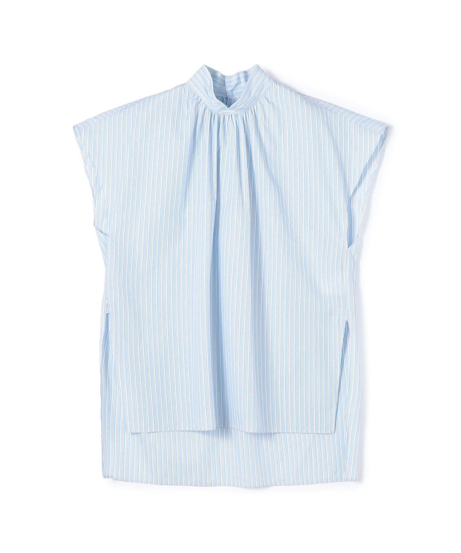 【SALE／30%OFF】MACPHEE コットンブロード ハイネックシャツ トゥモローランド トップス シャツ・ブラウス ホワイト ブルー【送料無料】のサムネイル