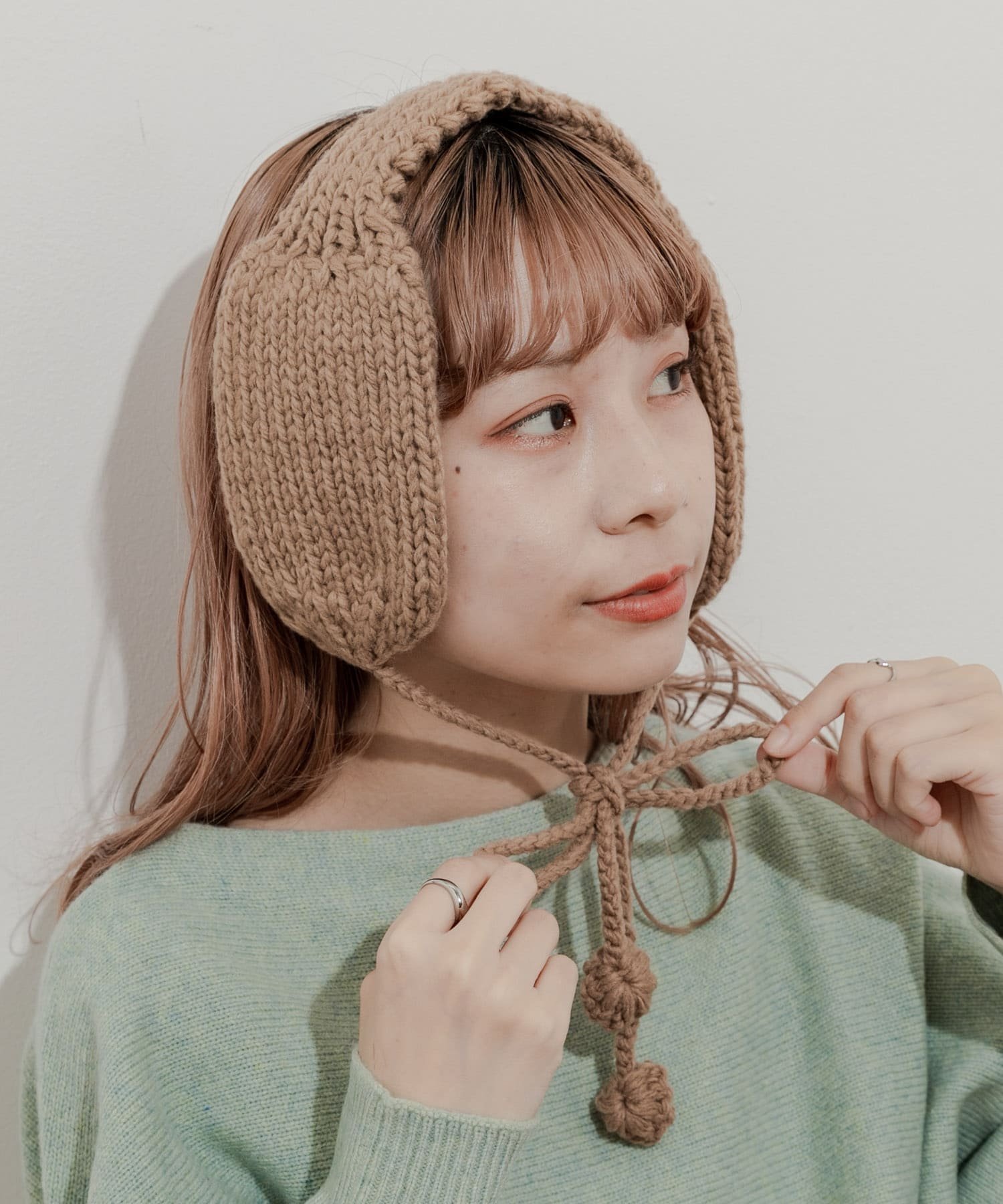 【SALE/50%OFF】SMELLY ニットイヤーマフ スメリー ファッション雑貨 イヤーマフ ブラウン グレー