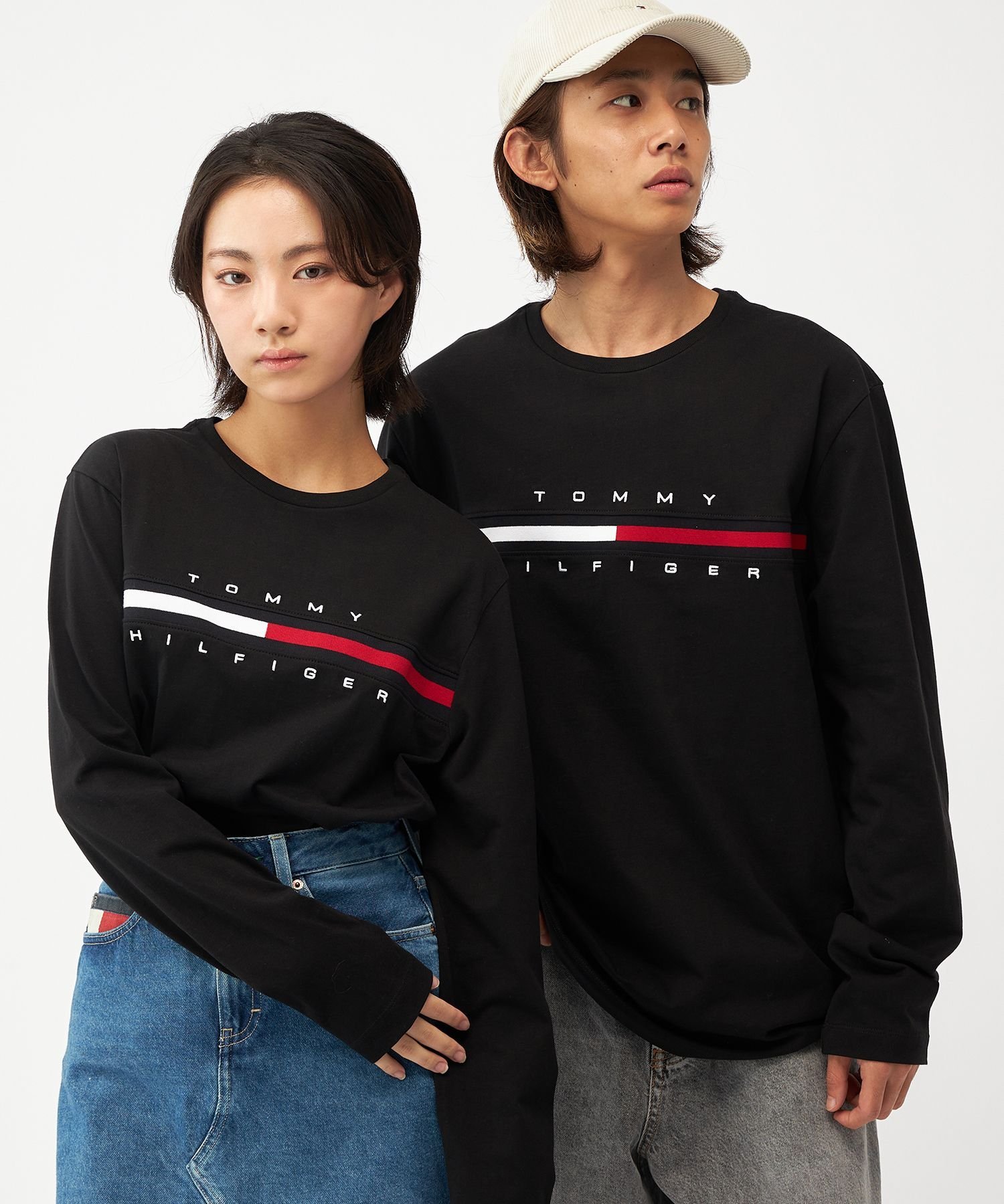 【SALE／10%OFF】TOMMY HILFIGER 【オンライン限定】トミーヒルフィガーロゴロングスリーブTシャツ / TINO TEE トミーヒルフィガー トップス カットソー・Tシャツ グレー ブラック【送料無料】
