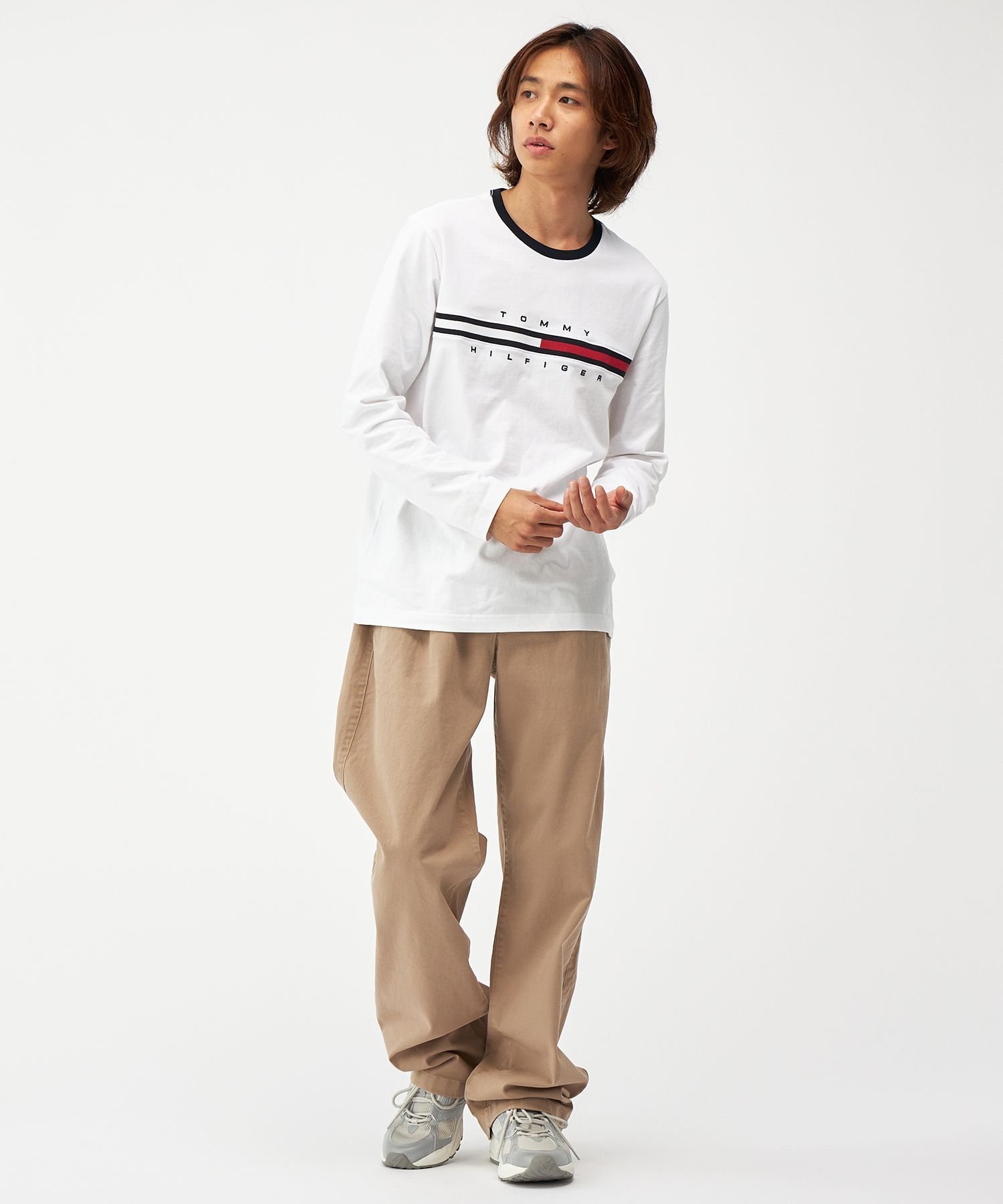 【SALE／10%OFF】TOMMY HILFIGER 【オンライン限定】トミーヒルフィガーロゴロングスリーブTシャツ / TINO TEE トミーヒルフィガー トップス カットソー・Tシャツ グレー ブラック【送料無料】