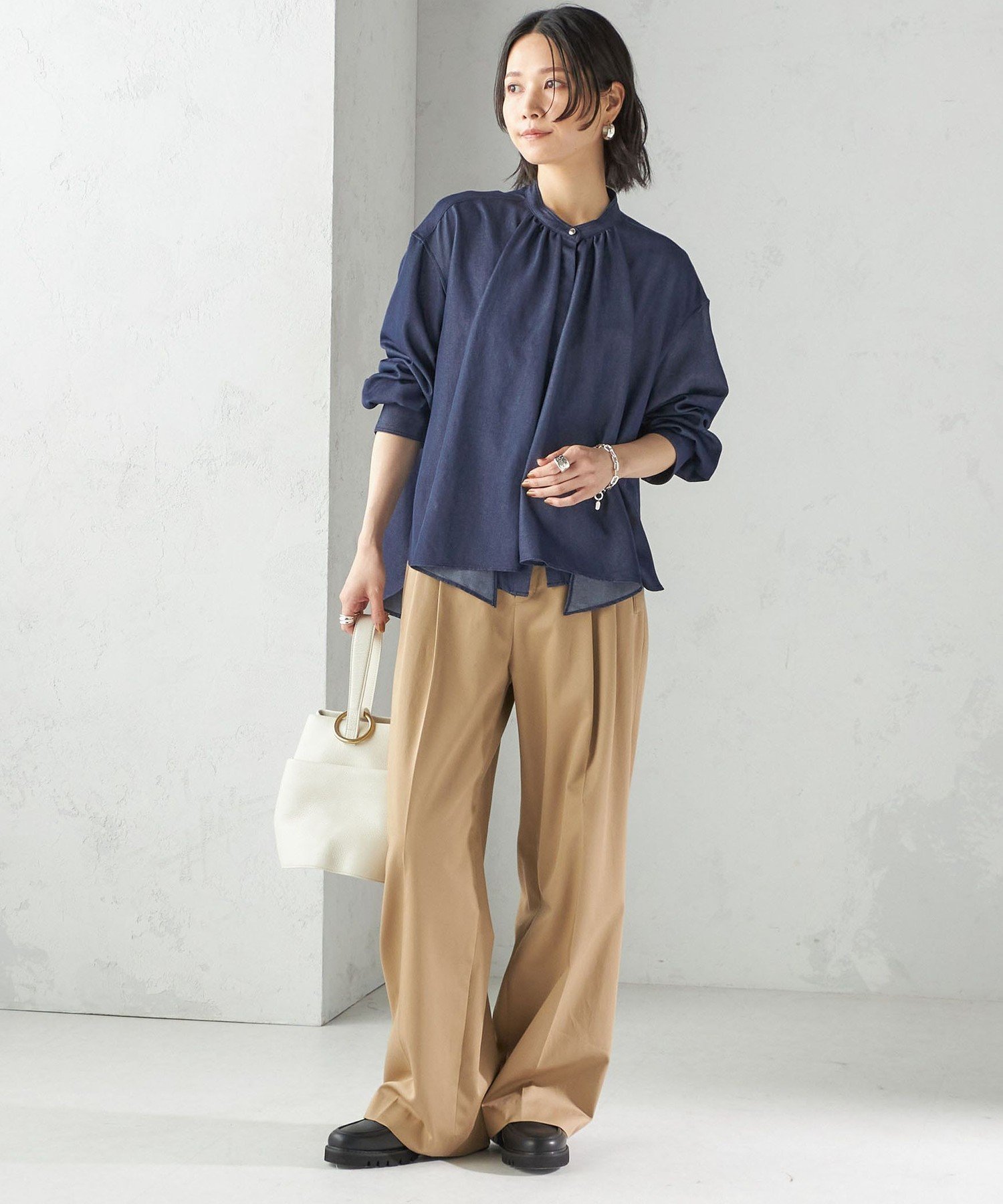 【SALE／40%OFF】SHIPS WOMEN ＜手洗い可能＞デニム ライク リボン タイ ブラウス シップス トップス シャツ・ブラウス ネイビー【送料無料】
