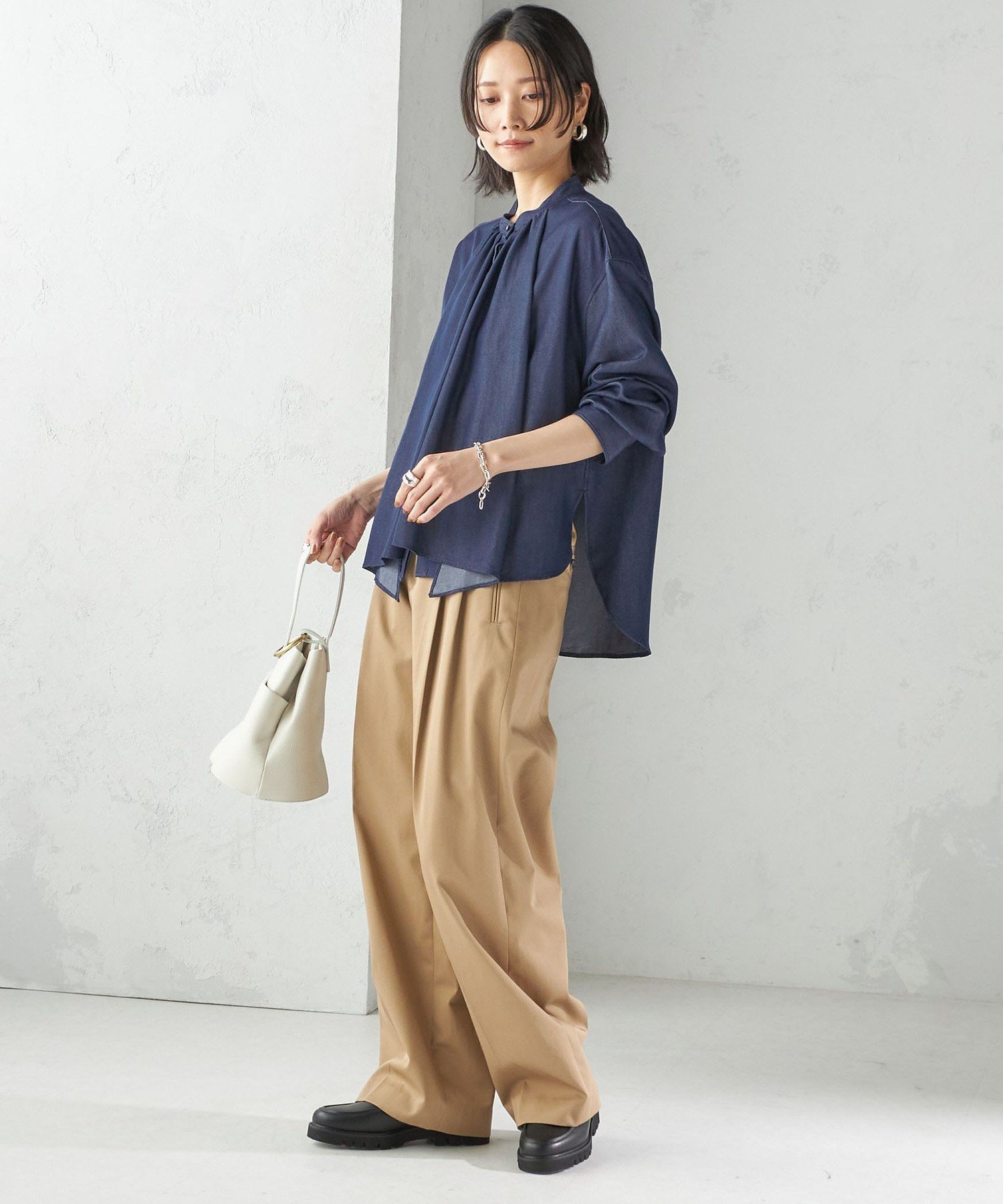 【SALE／40%OFF】SHIPS WOMEN ＜手洗い可能＞デニム ライク リボン タイ ブラウス シップス トップス シャツ・ブラウス ネイビー【送料無料】