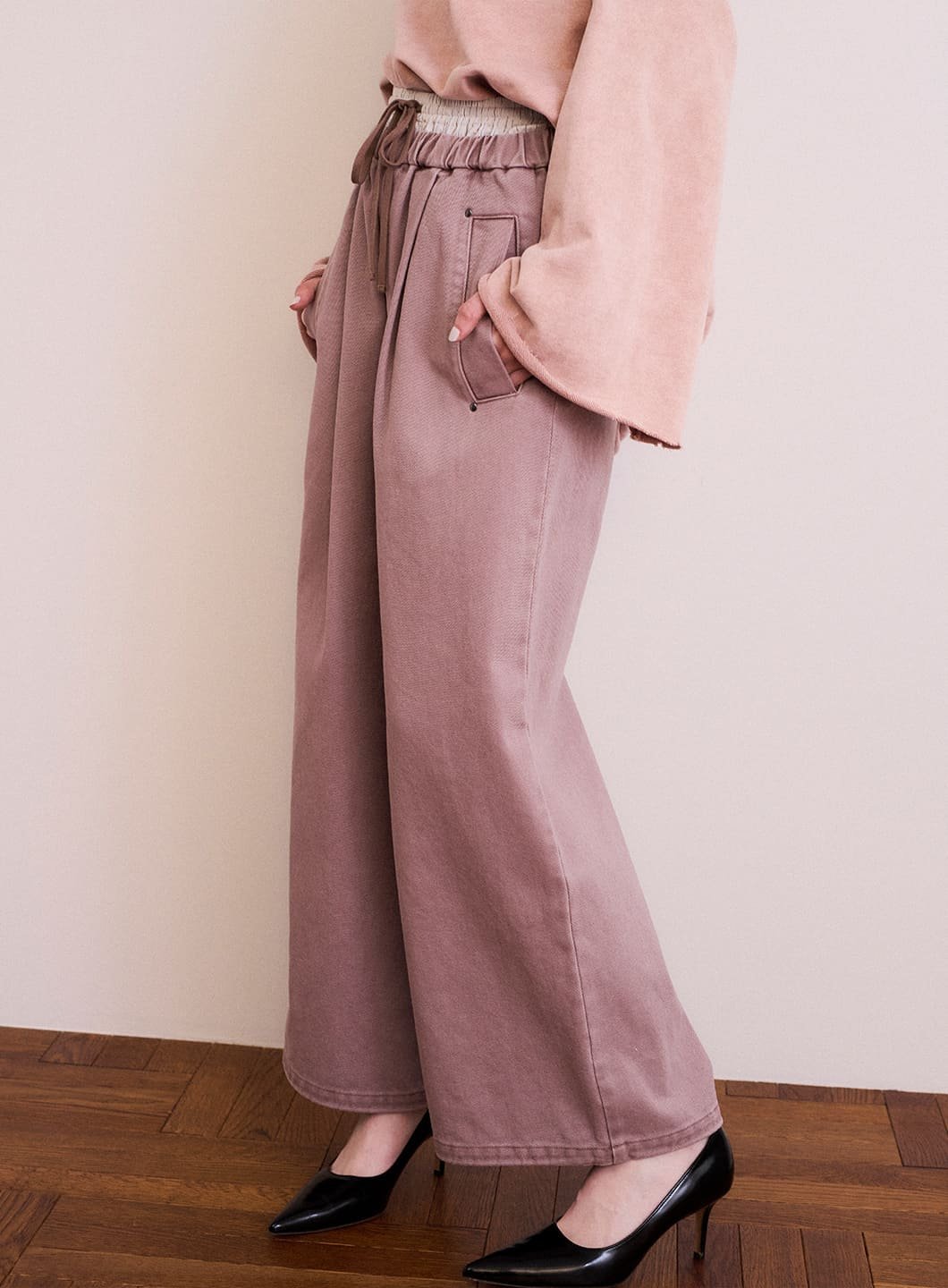 【SALE／50%OFF】COEL 2WAYダブルウエストパンツ コエル パンツ チノパンツ ピンク グレー【送料無料】