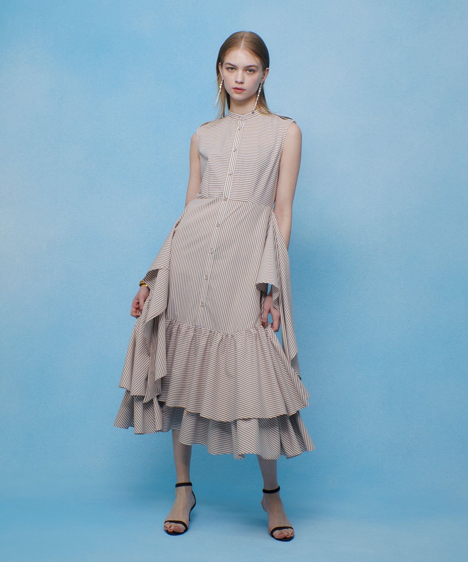 LOULOU WILLOUGHBY 【LOULOU WILLOUGHBY】レイヤードレープワンピース アルアバイル ワンピース・ドレス その他のワンピース・ドレス ブラック ブラウン ホワイト