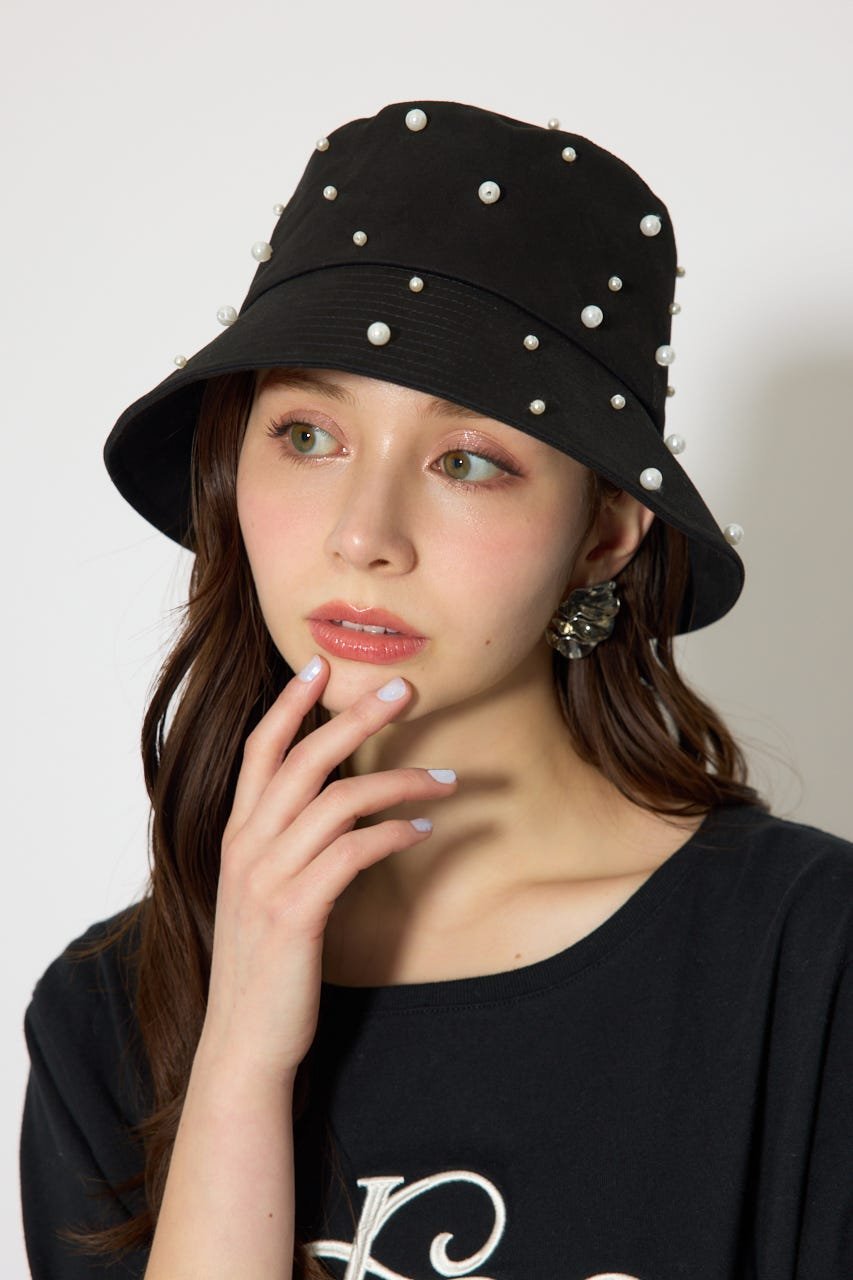 rienda フェイクパールバケットハット リエンダ 帽子 その他の帽子 ブラック【送料無料】