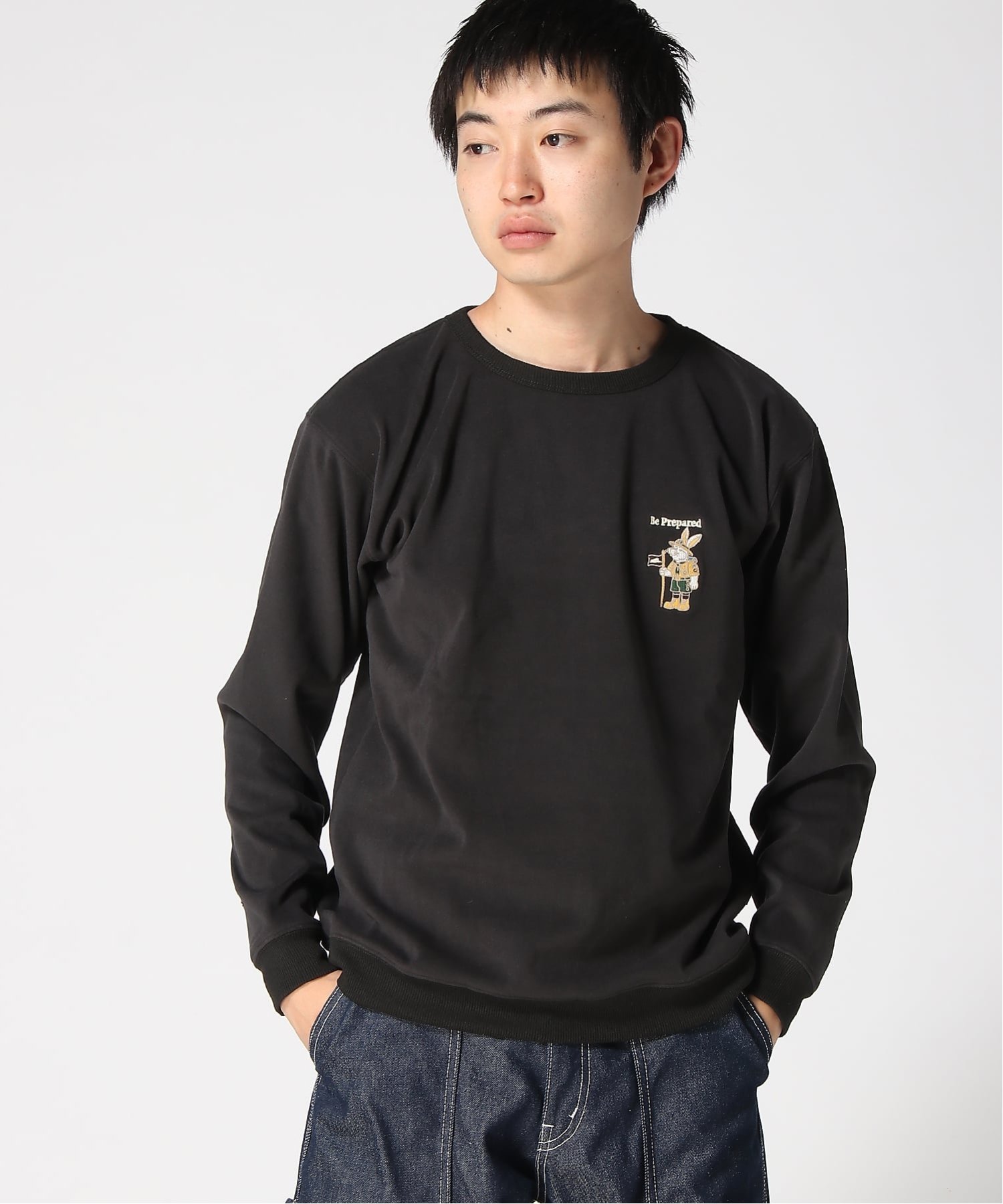 KRIFF MAYER (M)もちのび 刺繍 ロンT 長袖Tシャツ (ラビット) クリフメイヤー トップス スウェット・トレーナー ホワイト グレー ブラック【送料無料】