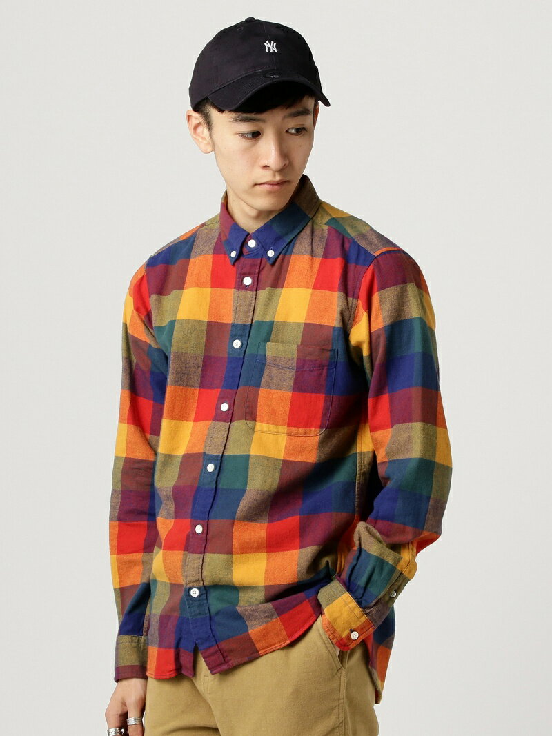 【SALE／50%OFF】BEAMS MEN BEAMS / マルチカラー ブロックチェック ミニボタンダウンシャツ ビームス メン シャツ/ブラウス 長袖シャツ【送料無料】