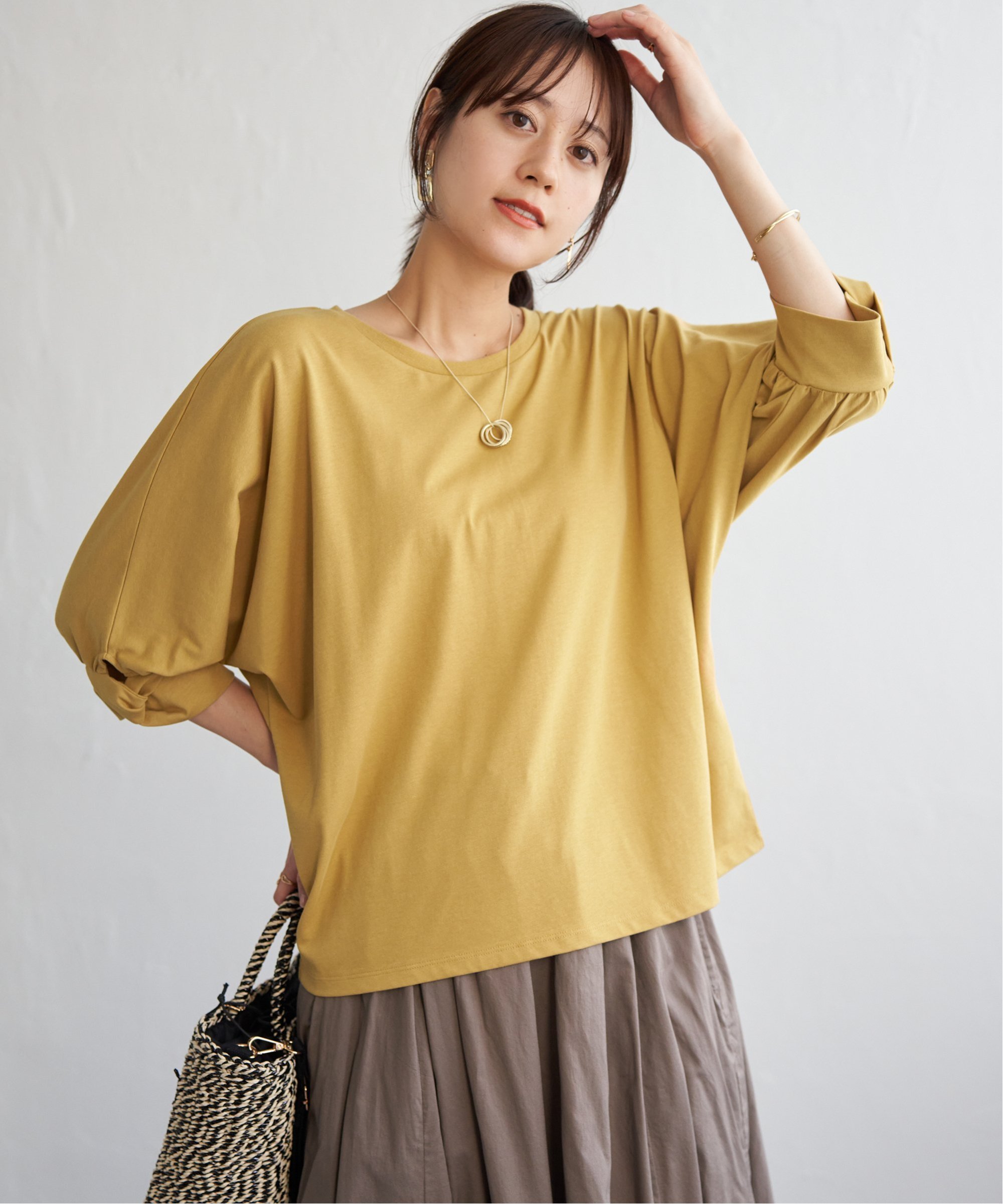 ikka 【接触冷感】冷感ツイストドルマンプルオーバー イッカ トップス ニット グリーン ブルー ワインレッド イエロー
