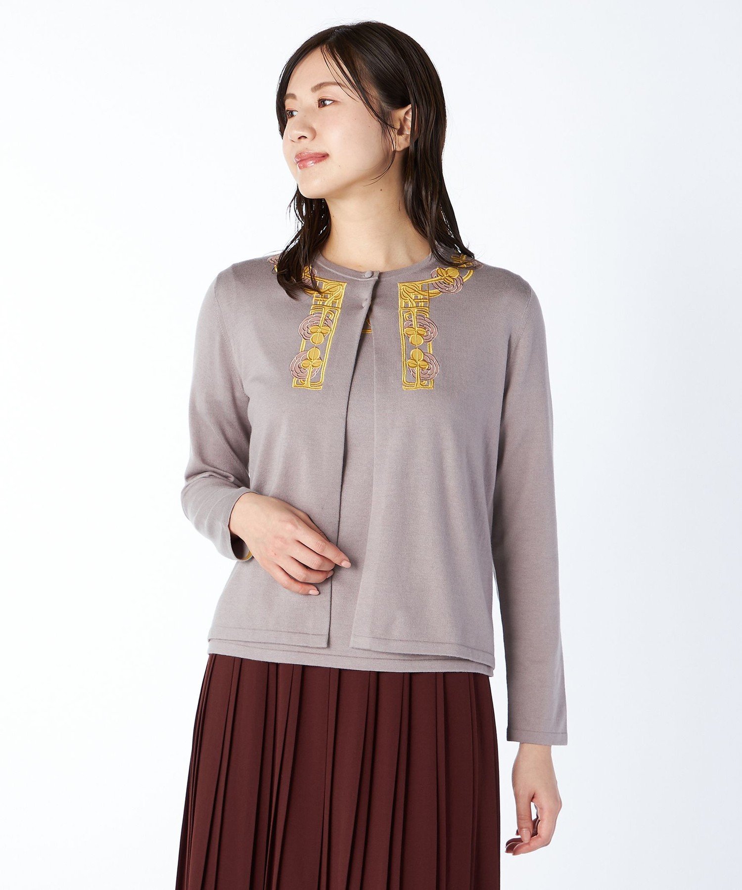 【SALE／57%OFF】KEITH 【Lサイズ】V&Aエンブロイダリーニットカーディガン キース トップス ニット グレー【送料無料】