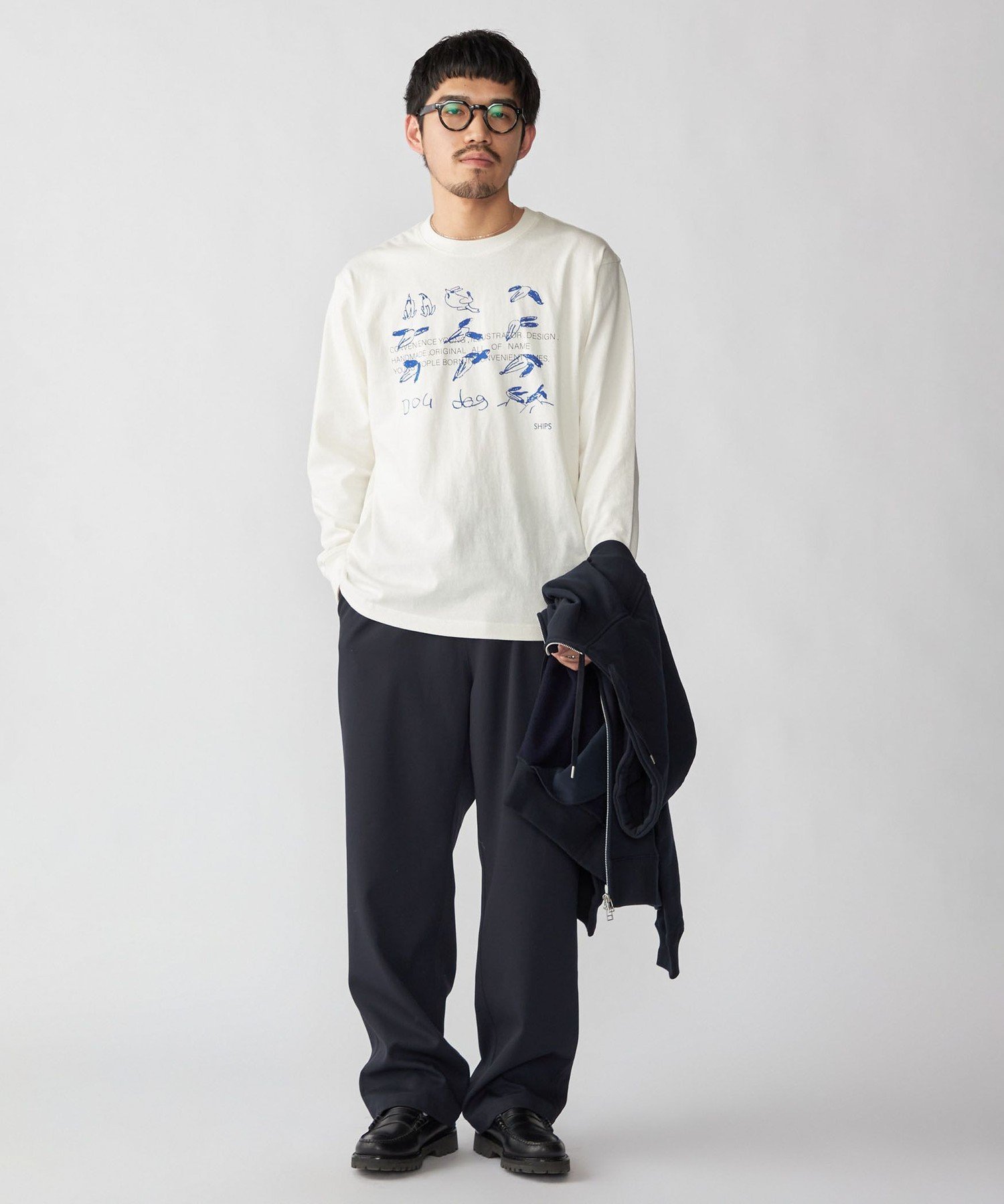 SHIPS MEN 【WEB限定/SHIPS別注】CONVENIENCEYOUNG: DOG LS T シップス トップス カットソー・Tシャツ ブルー レッド【送料無料】