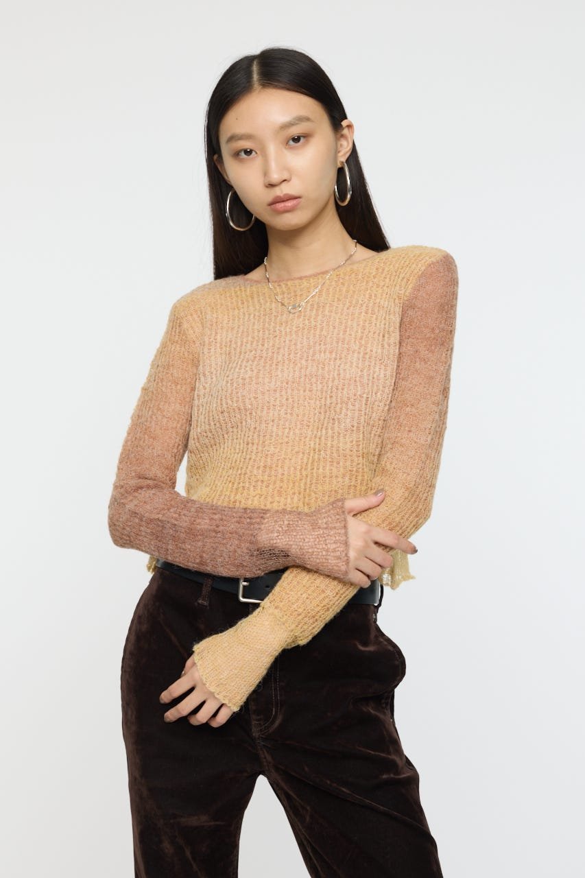 【SALE／60%OFF】MOUSSY GRADATION CROPPED KNIT
