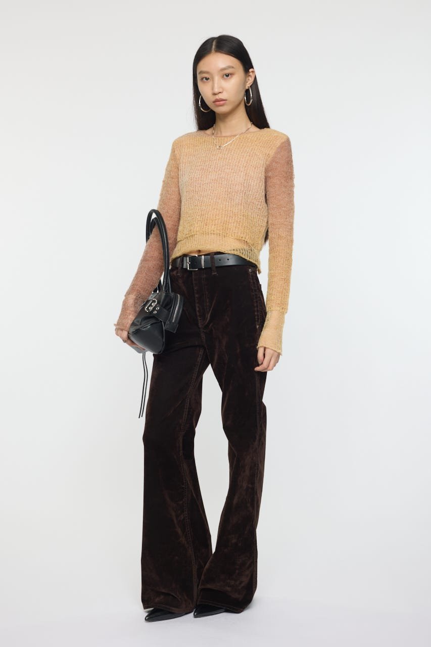 【SALE／50%OFF】MOUSSY GRADATION CROPPED KNIT トップス マウジー トップス ニット ベージュ【送料無料】