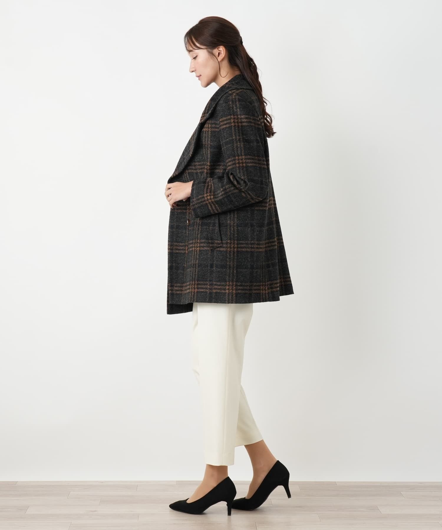 Leilian PLUS HOUSE コート【プラス企画】 レリアン プラスハウス ジャケット・アウター ステンカラーコート グレー