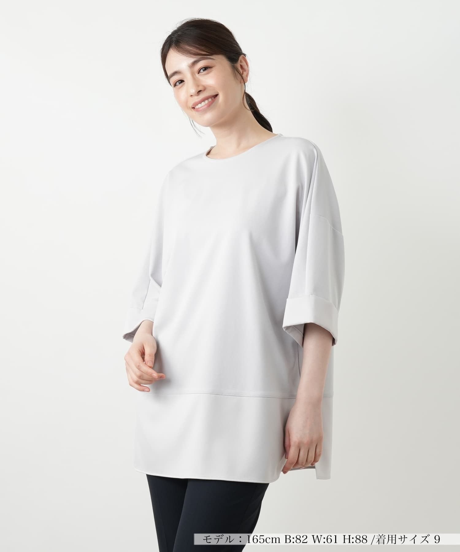 Leilian 切替チュニックカットソー レリアン トップス カットソー・Tシャツ ネイビー