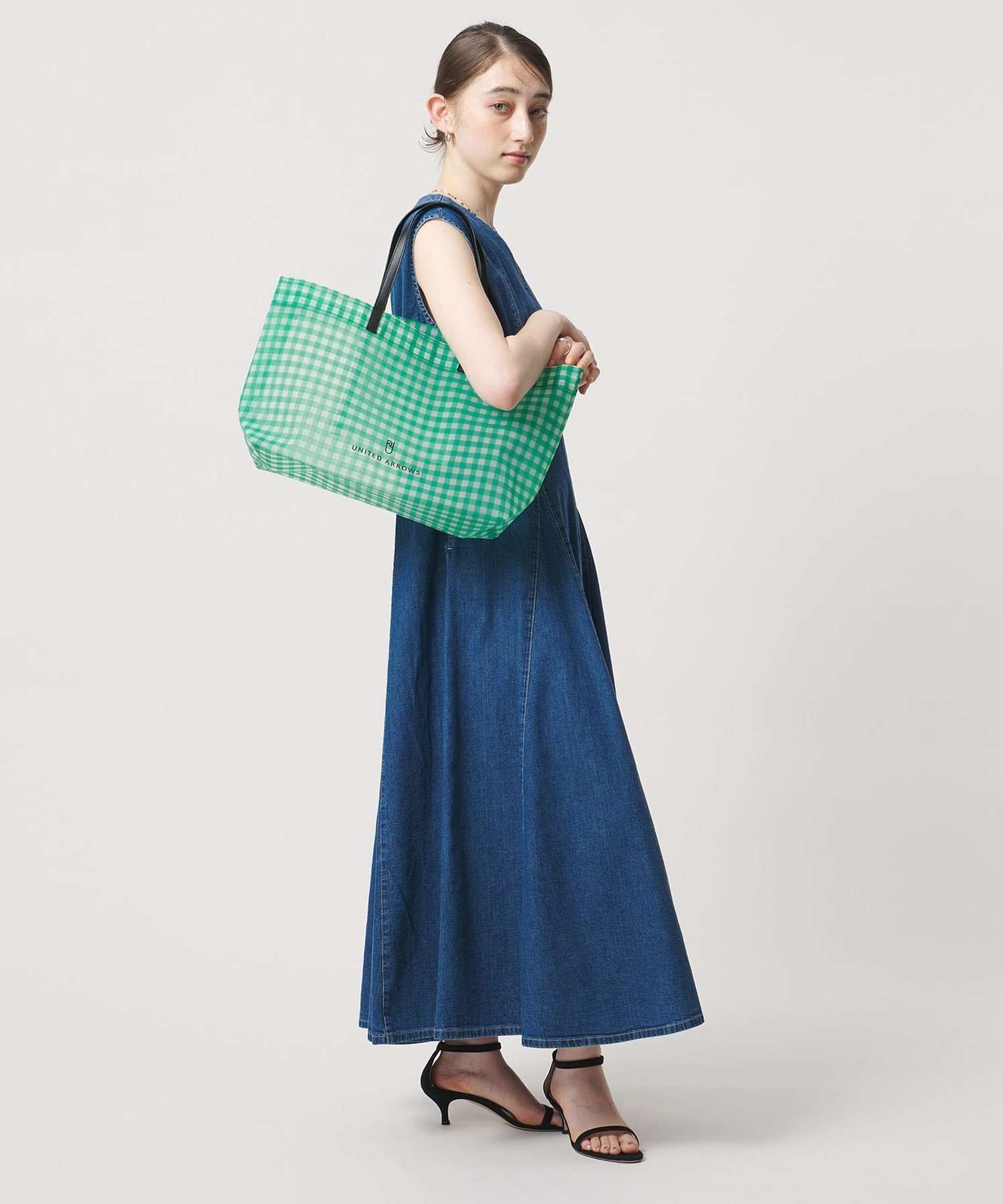 UNITED ARROWS チェック メッシュ トートバッグ ユナイテッドアローズ バッグ トートバッグ イエロー【送料無料】 3