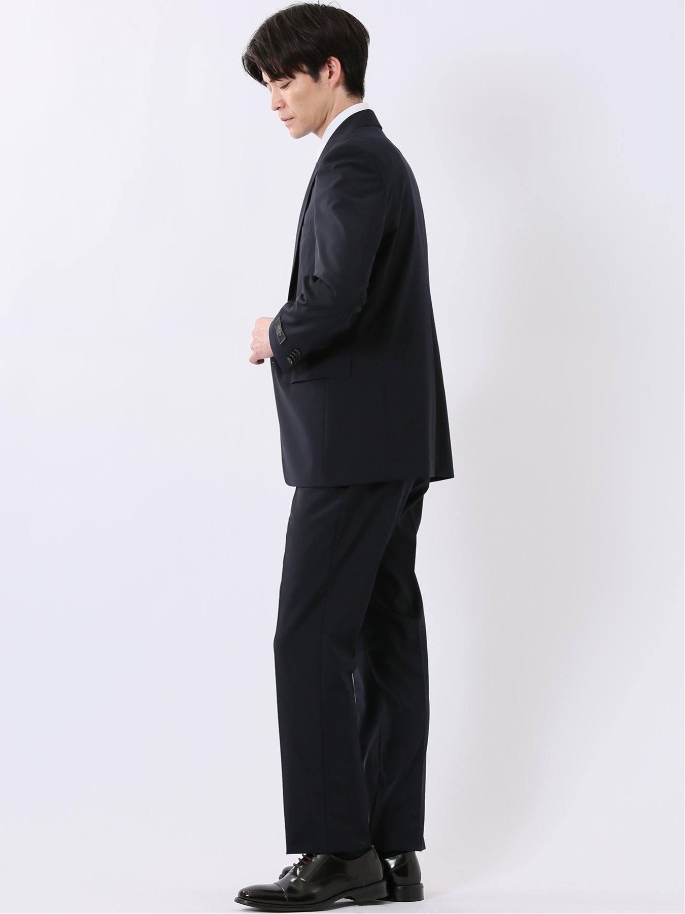 【SALE／10%OFF】TAKA-Q ウール混 ストレッチ スリムフィット 2ボタン 2ピース スーツ 無地 紺 タカキュー スーツ・フォーマル セットアップスーツ ネイビー【送料無料】