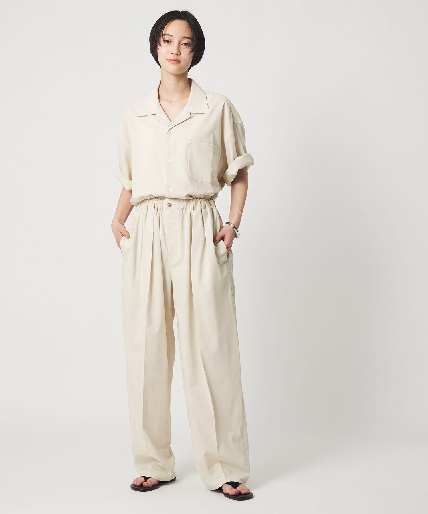 ＜CITEN＞サラサラックスイージーシェフパンツ -吸水速乾・防シワ・ストレッチ- シテン パンツ スラックス・ドレスパンツ グレー ブラック ホワイト