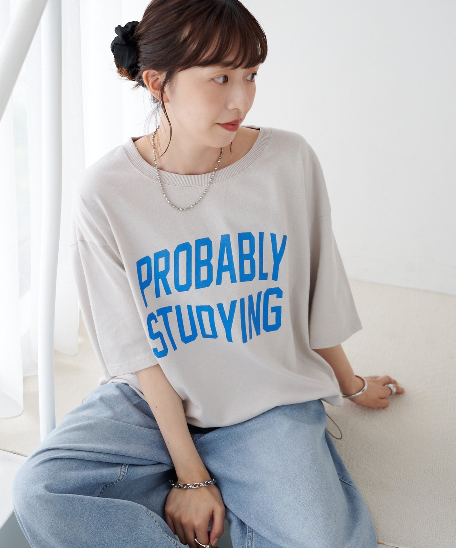 【Enlude/ユニセックス】カレッジロゴドロストTシャツ ディスコート トップス カットソー・Tシャツ ブラウン グレー