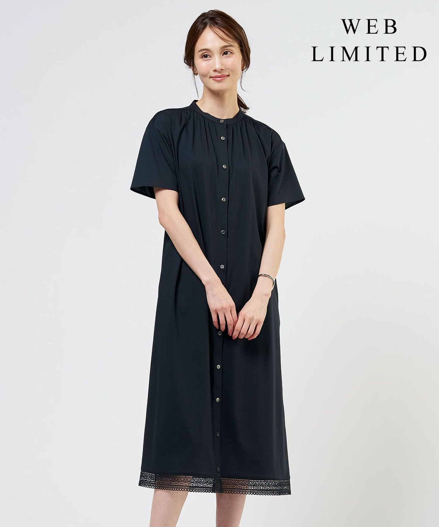 J.PRESS 【WEB限定】プレーティングジャージー ワンピース ジェイプレス ワンピース・ドレス ワンピース ネイビー グレー