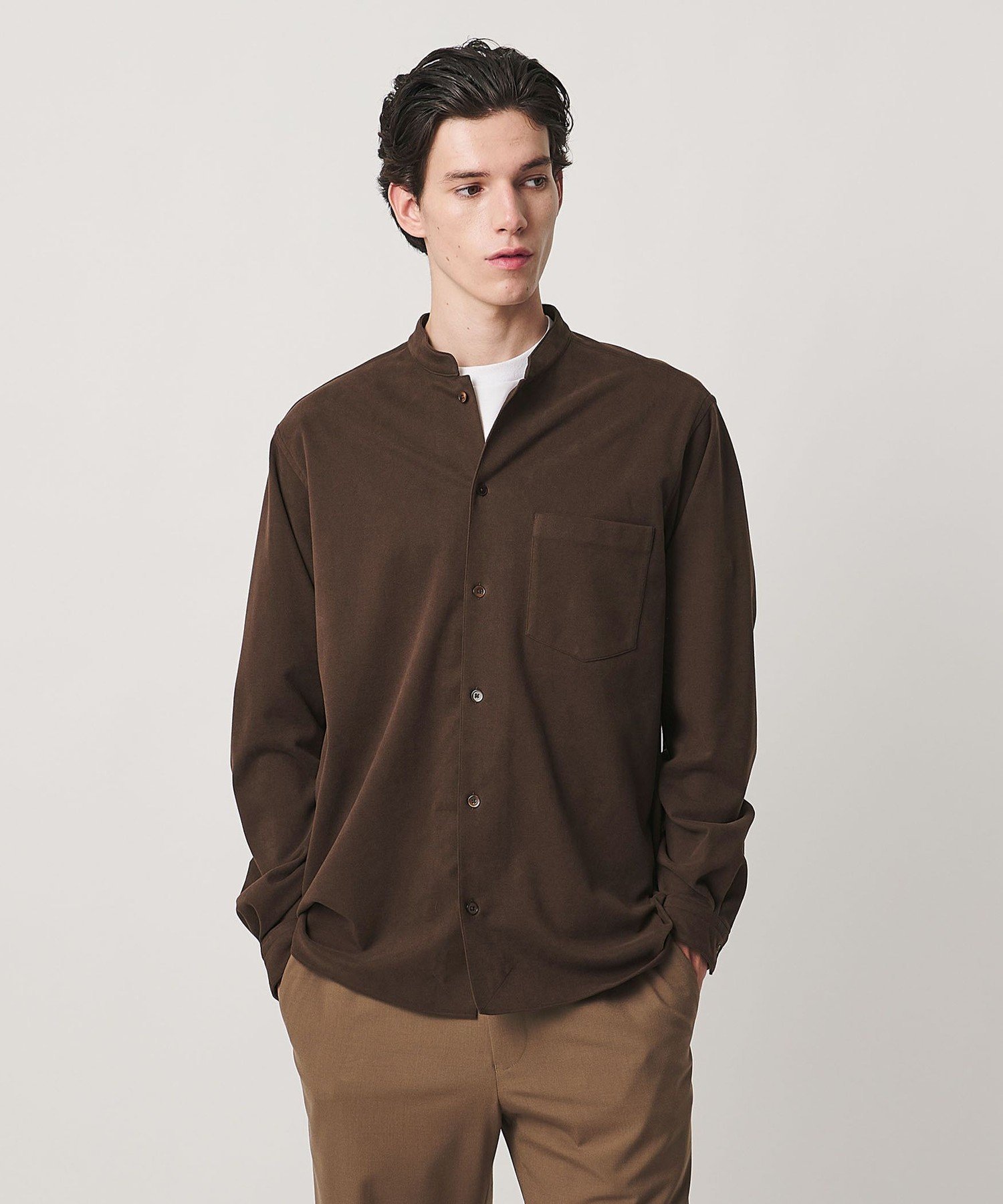 UNITED ARROWS スエーディージャージ バンドカラーシャツ ユナイテッドアローズ トップス シャツ・ブラウス ブラック【送料無料】
