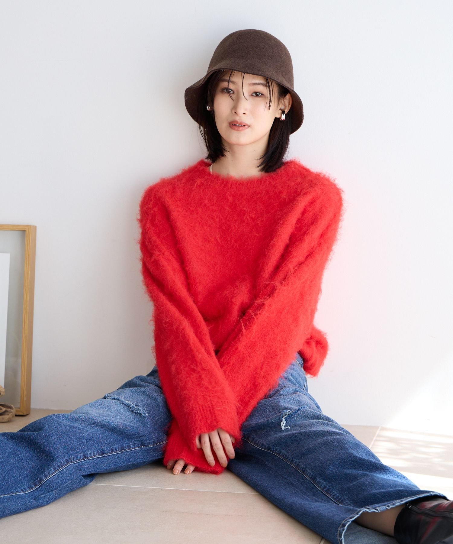 LOWRYS FARM シャギープルオーバーLS ローリーズファーム トップス ニット レッド ホワイト グレー【送料無料】のサムネイル