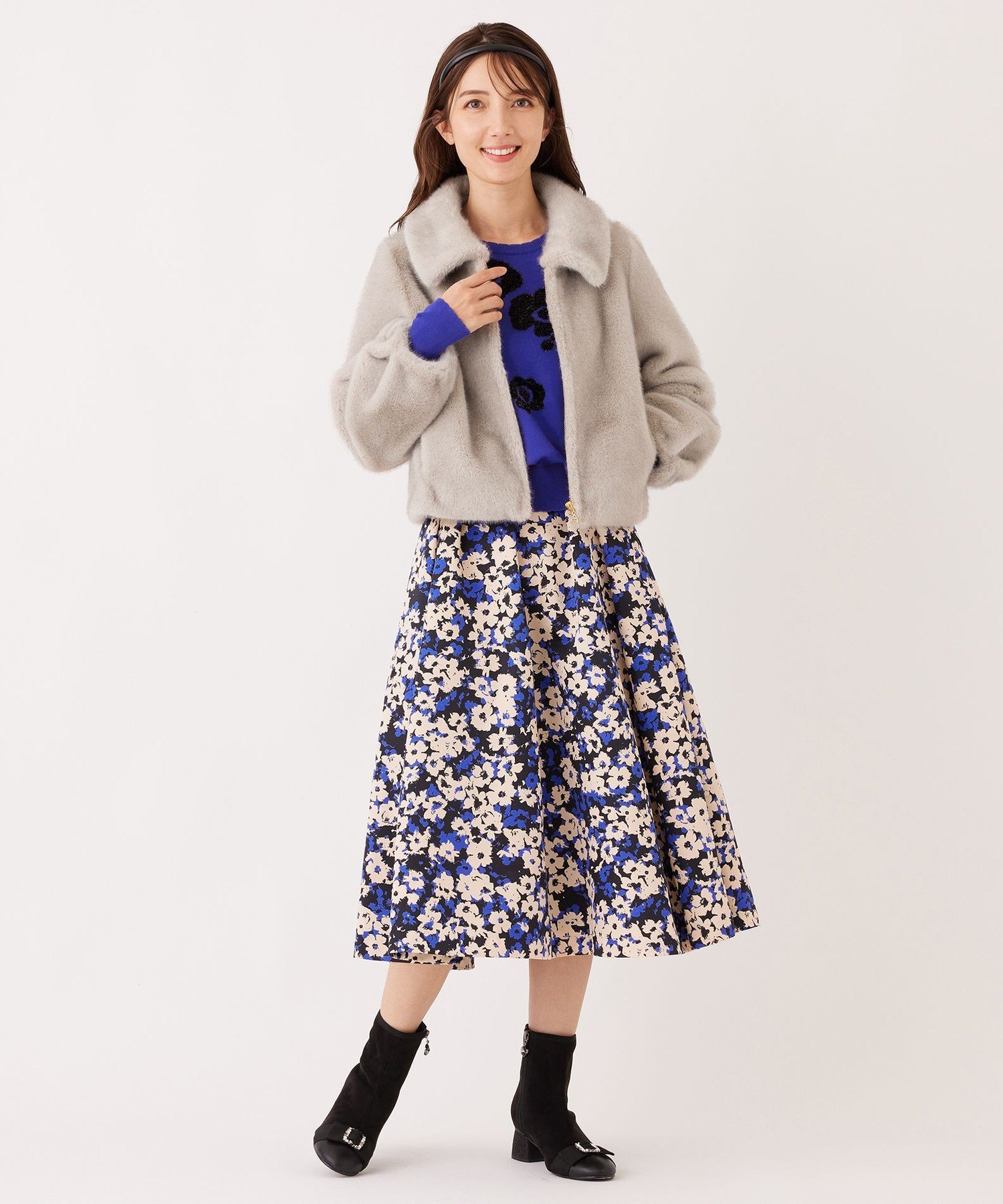 TO BE CHIC フェイクファー ステンカラーブルゾン トゥー ビー シック ジャケット・アウター その他のジャケット・アウター グレー