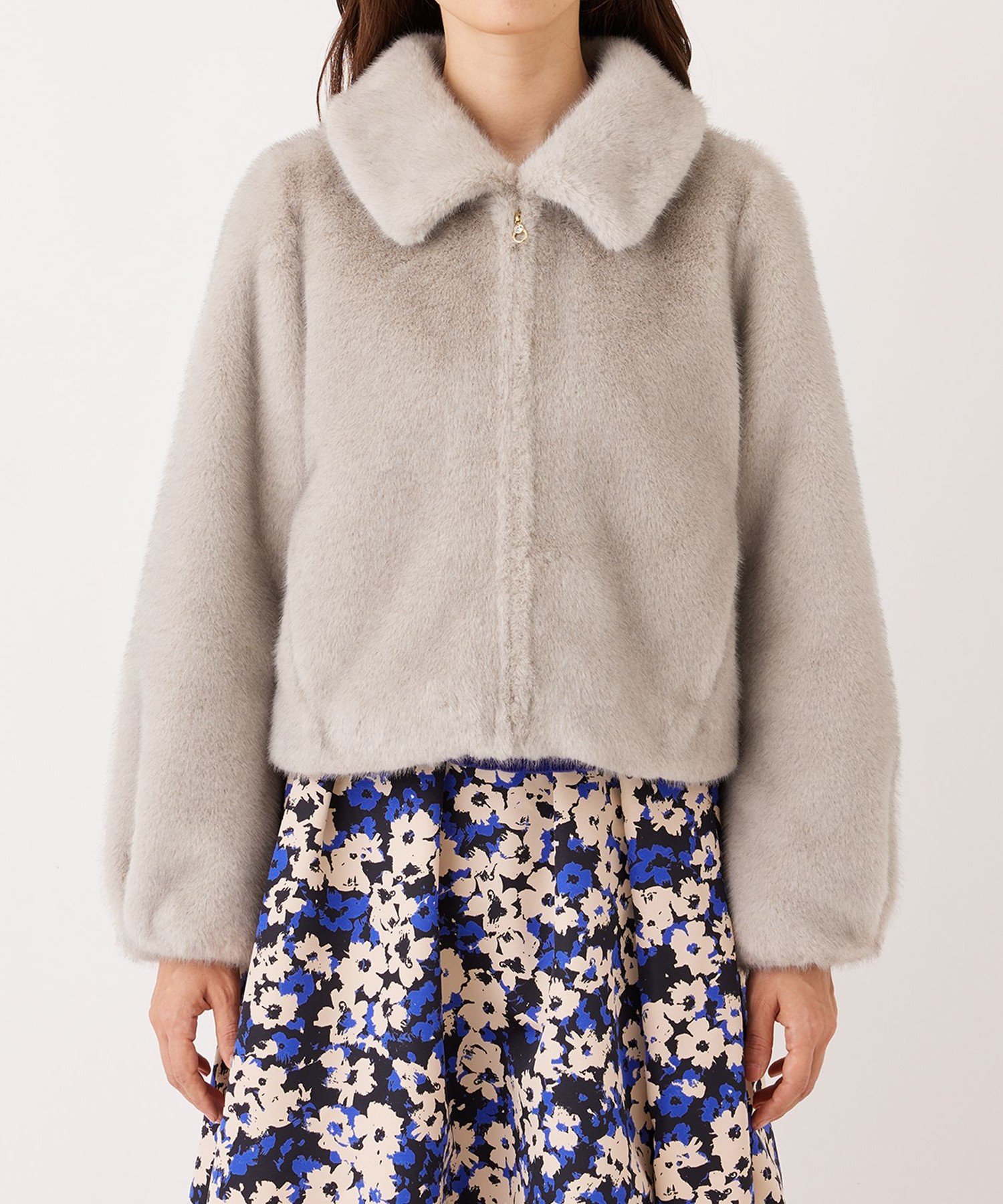 TO BE CHIC フェイクファー ステンカラーブルゾン トゥー ビー シック ジャケット・アウター その他のジャケット・アウター グレー