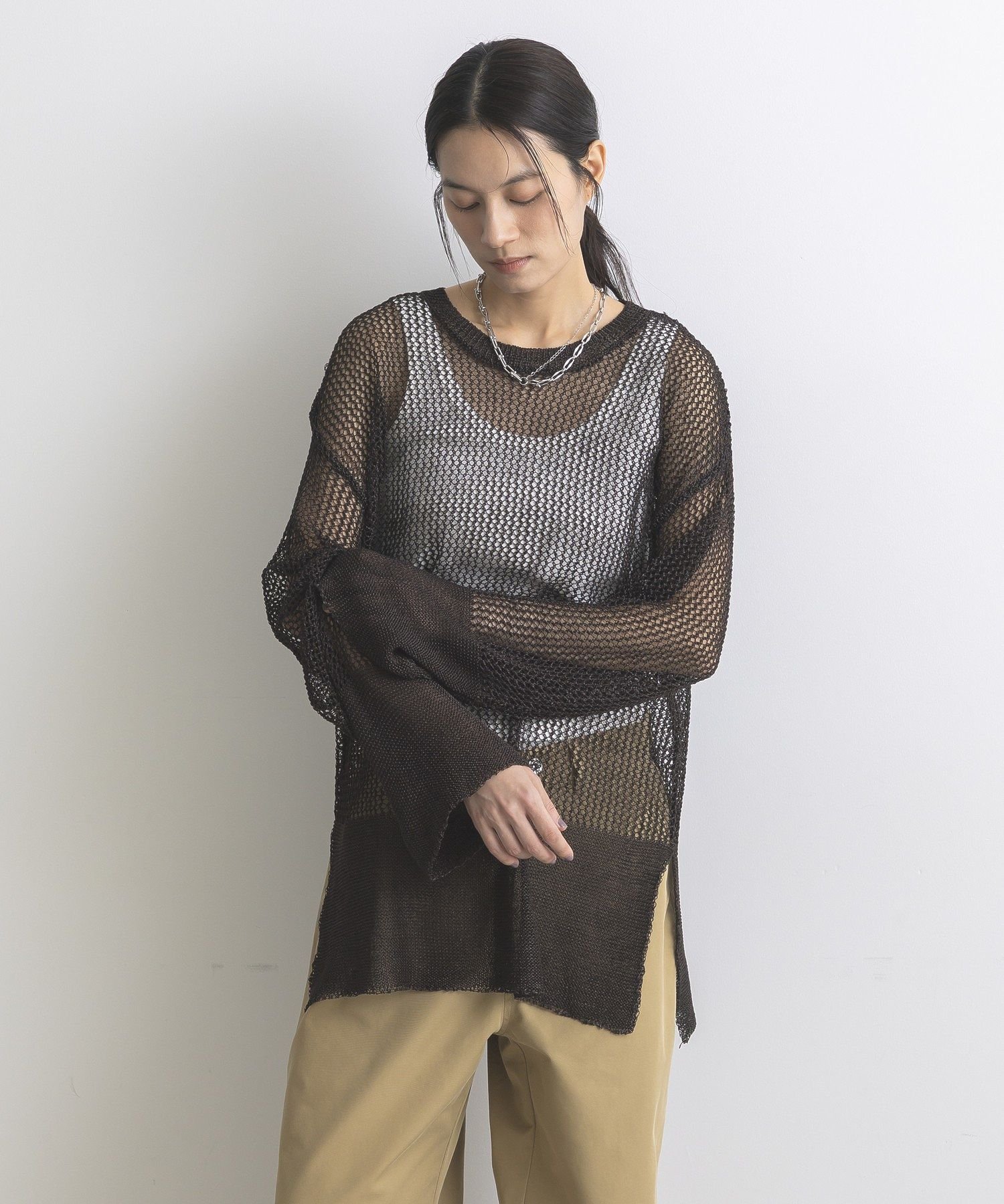 GARAGE OF GOOD CLOTHING ストローヤーンメッシュプルオーバー ガレージ オブ グッド クロージング トップス ニット ホワイト ベージュ【送料無料】