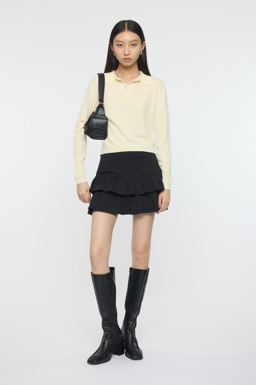 VELOUR TOUCH KNIT ポロ マウジー トップス カットソー・Tシャツ イエロー