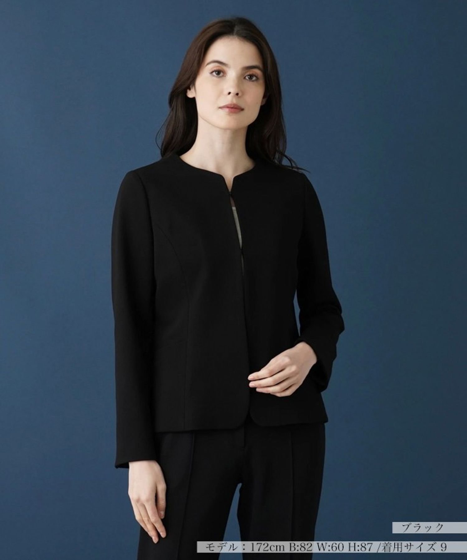Leilian 【セットアップ対応商品】ノーカラージャケット レリアン ジャケット・アウター テーラードジャケット・ブレザー ブラック ネイビー