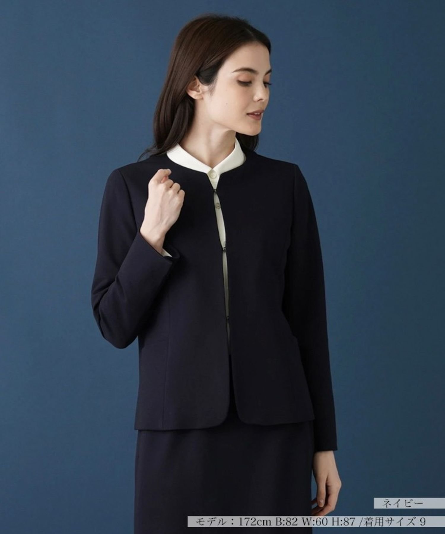 Leilian 【セットアップ対応商品】ノーカラージャケット レリアン ジャケット・アウター テーラードジャケット・ブレザー ブラック ネイビー