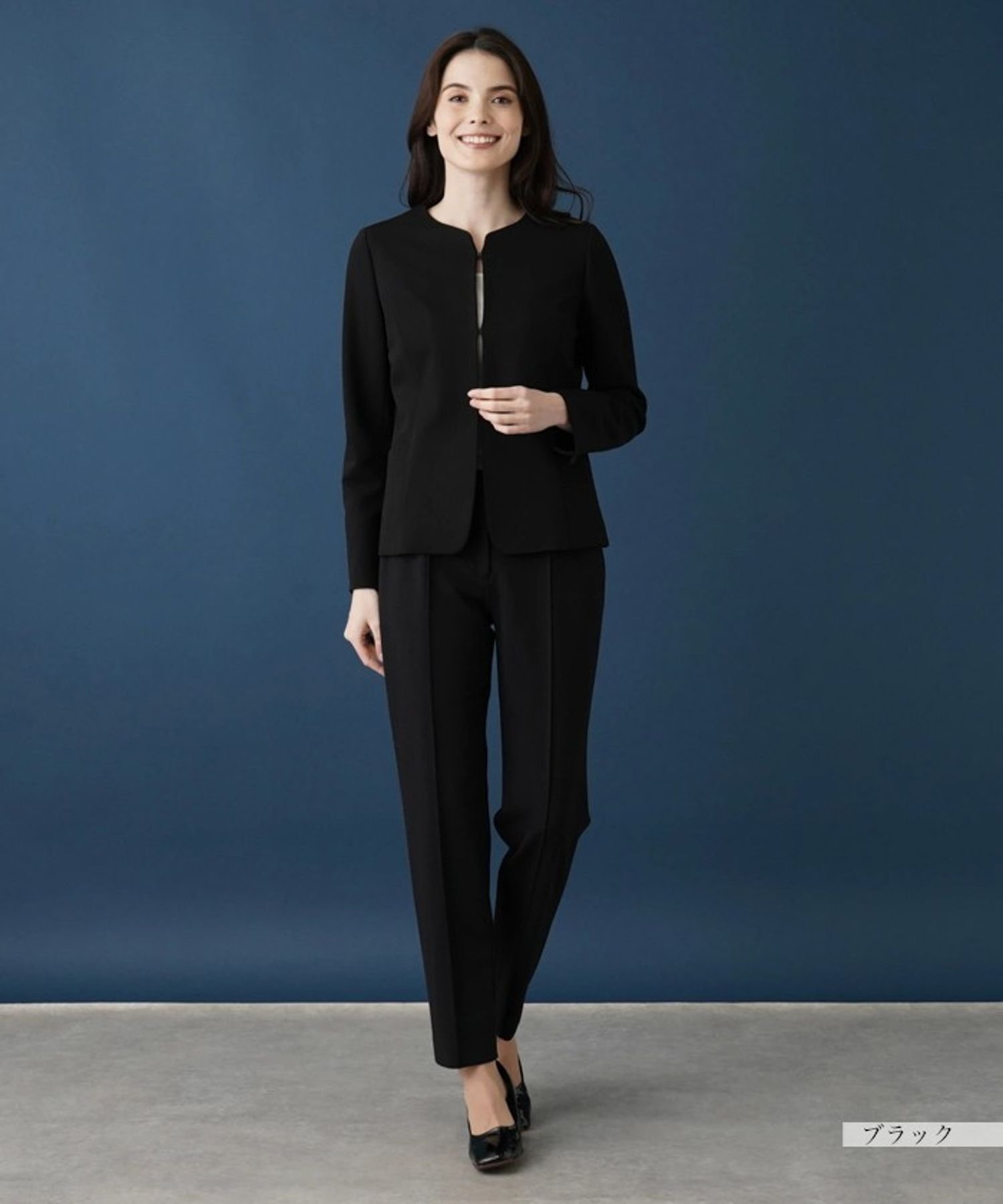 Leilian 【セットアップ対応商品】ノーカラージャケット レリアン ジャケット・アウター テーラードジャケット・ブレザー ブラック ネイビー
