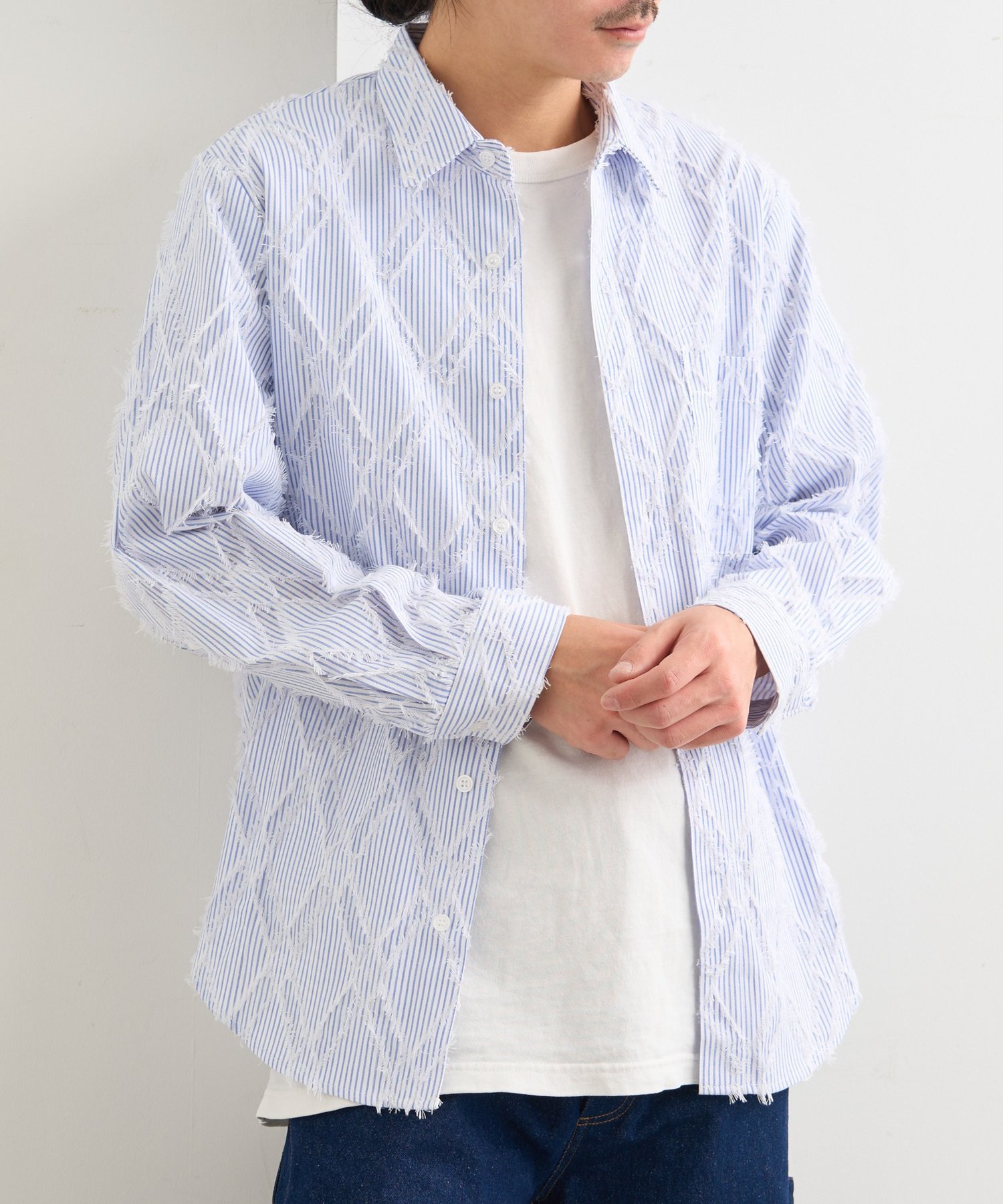 【SALE／71%OFF】PAL GROUP OUTLET 【Kastane】BM ストライプラウンドシャツ パル グループ アウトレット トップス シャツ・ブラウス ピンク ブルー