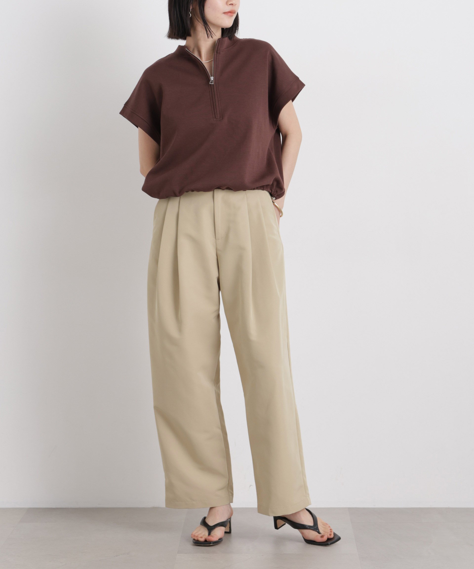 【SALE／40%OFF】NANO universe 平織りツータックワイドパンツ ナノユニバース パンツ その他のパンツ カーキグリーン ブラック ベージュ【送料無料】 stylife-15644454 Rakuten Fashion サンプル画像2