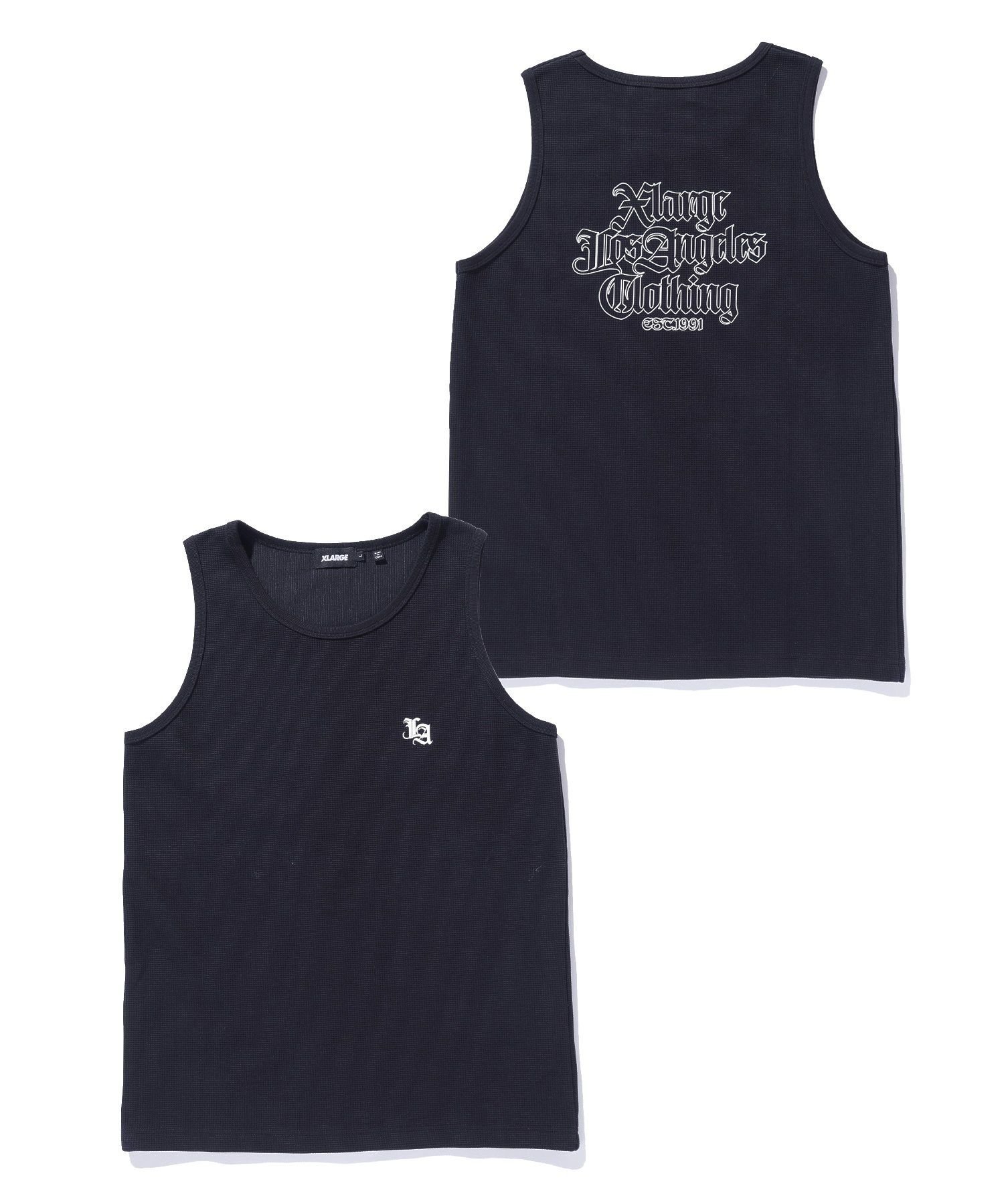 OLD ENGLISH WAFFLE TANK TOP エクストララージ トップス カットソー・Tシャツ ネイビー ブラック ホワイト