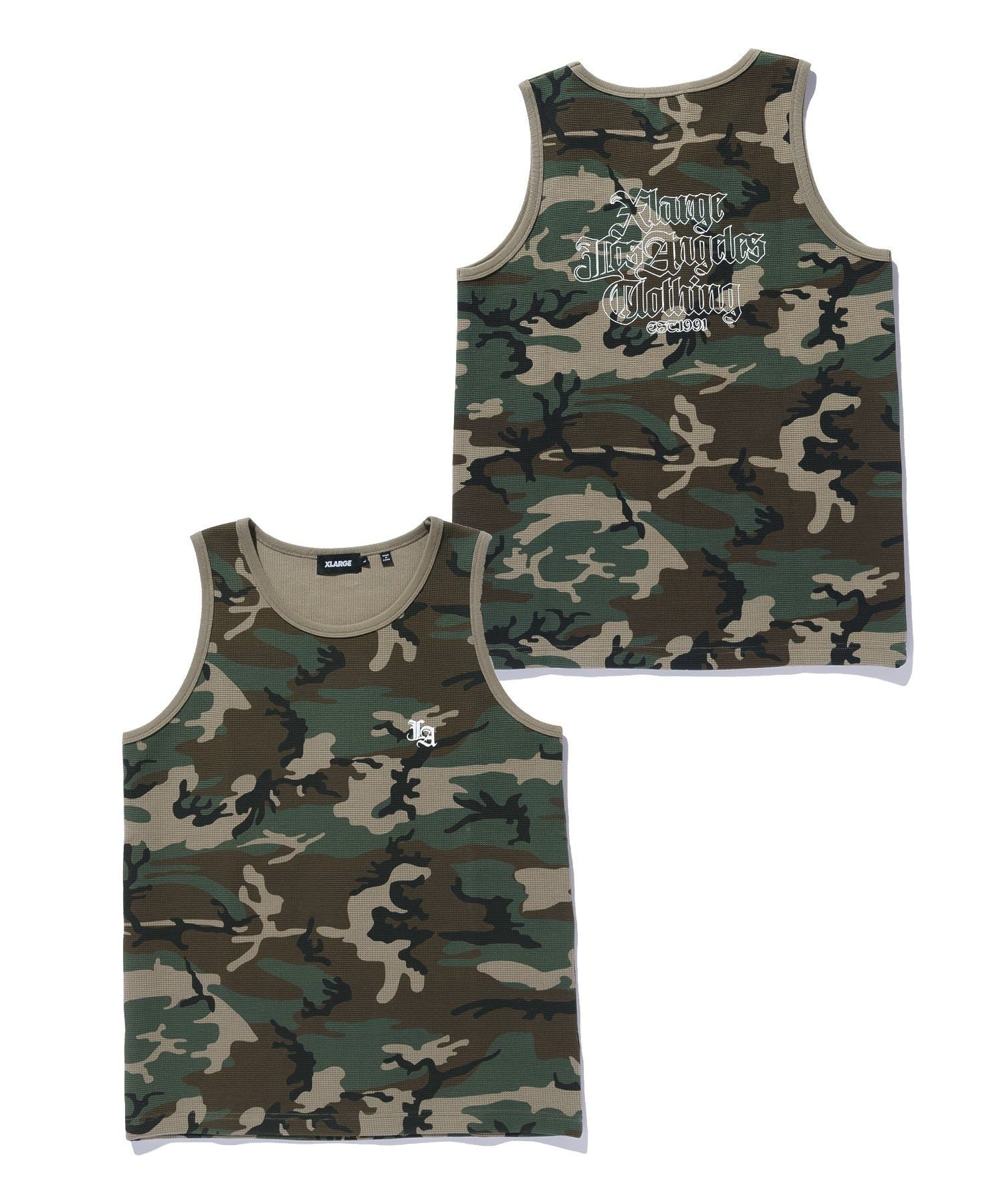 OLD ENGLISH WAFFLE TANK TOP エクストララージ トップス カットソー・Tシャツ ネイビー ブラック ホワイト