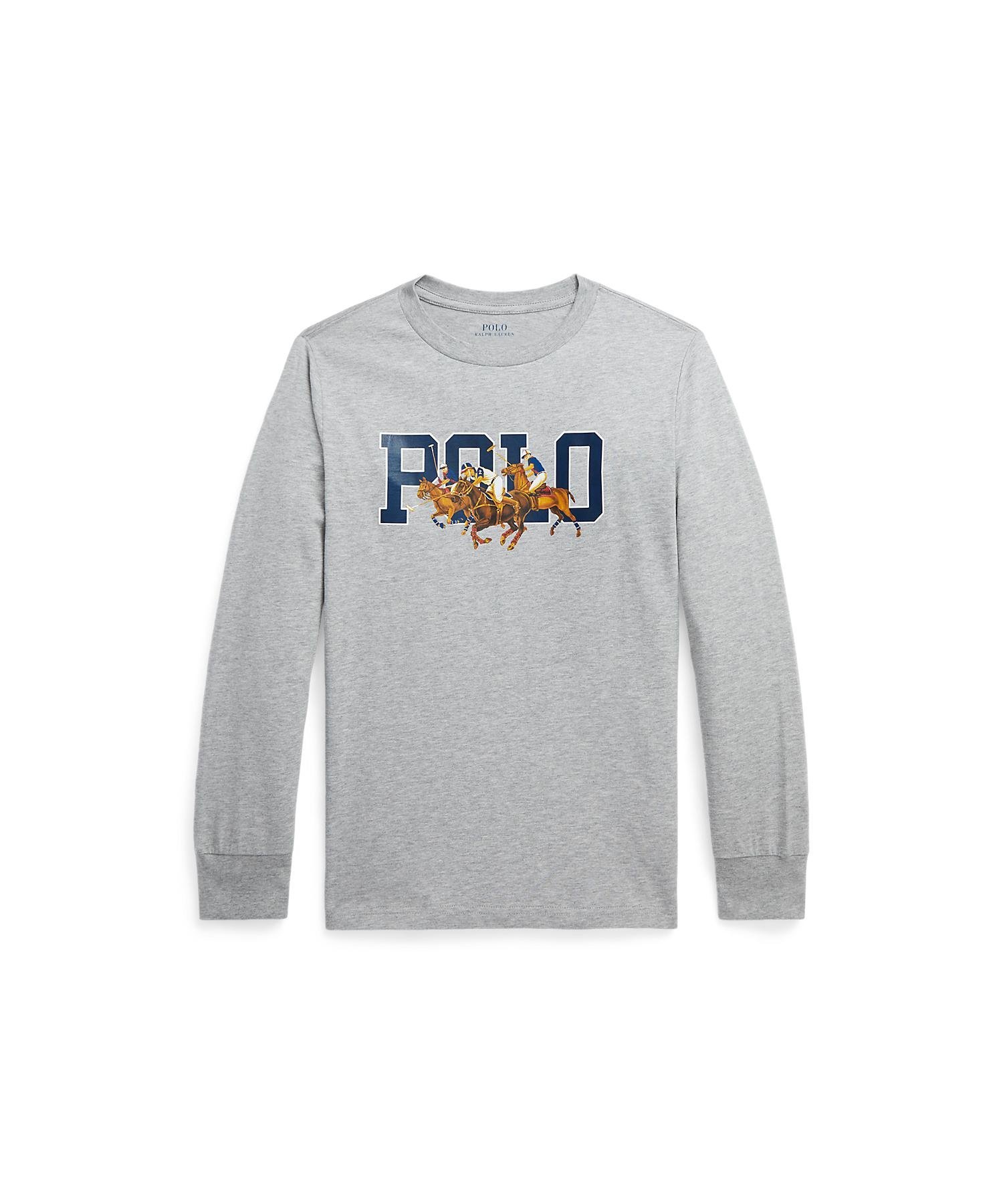 POLO RALPH LAUREN (ボーイズ 8才~20才)トリプルポニー ロゴ コットン ロングスリーブ Tシャツ ラルフローレン トップス カットソー・Tシャツ グレー【送料無料】のサムネイル