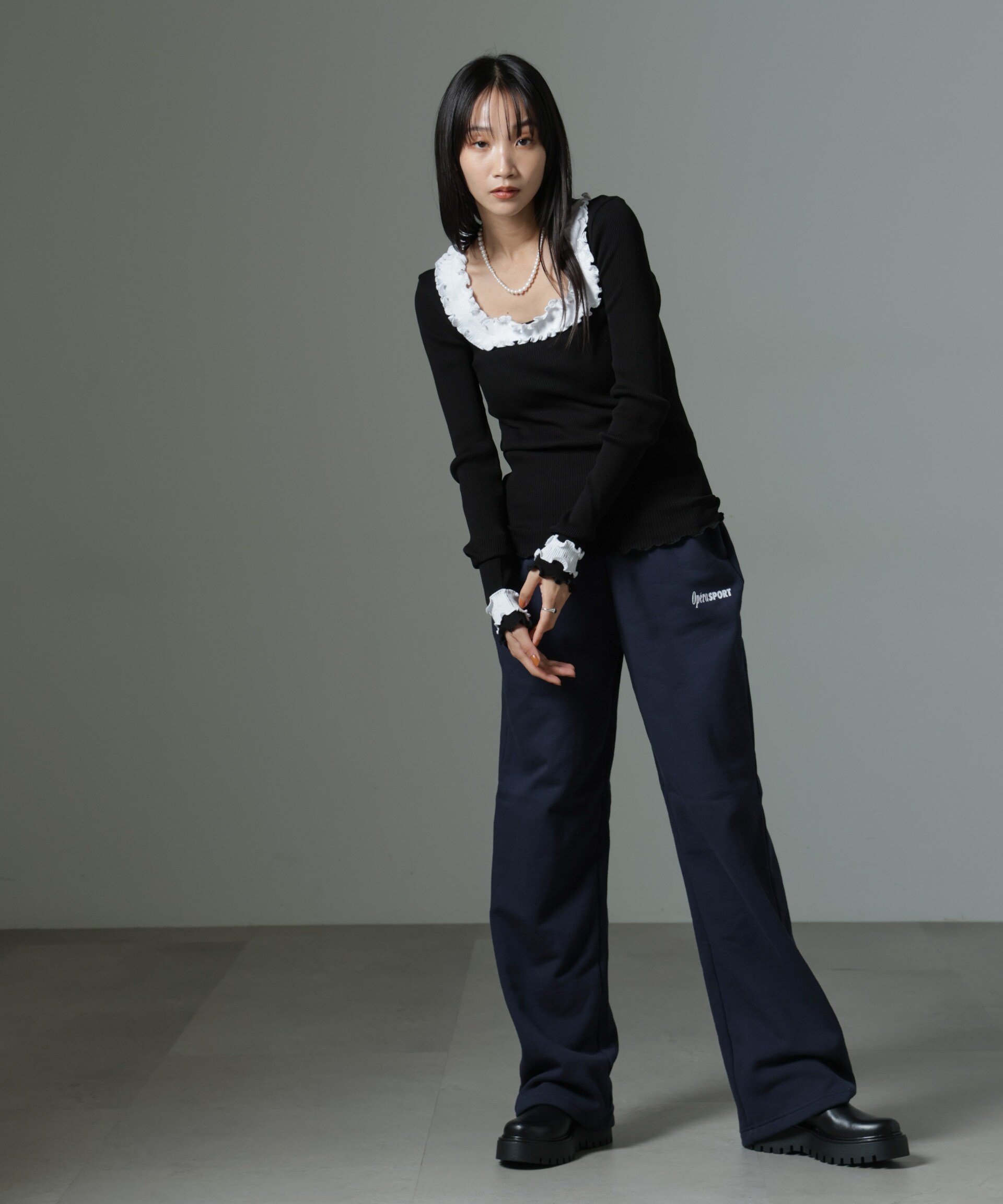 NANO universe OperaSPORT/RAYAN UNISEX SWEATPANTS ナノユニバース パンツ その他のパンツ ホワイト ネイビー