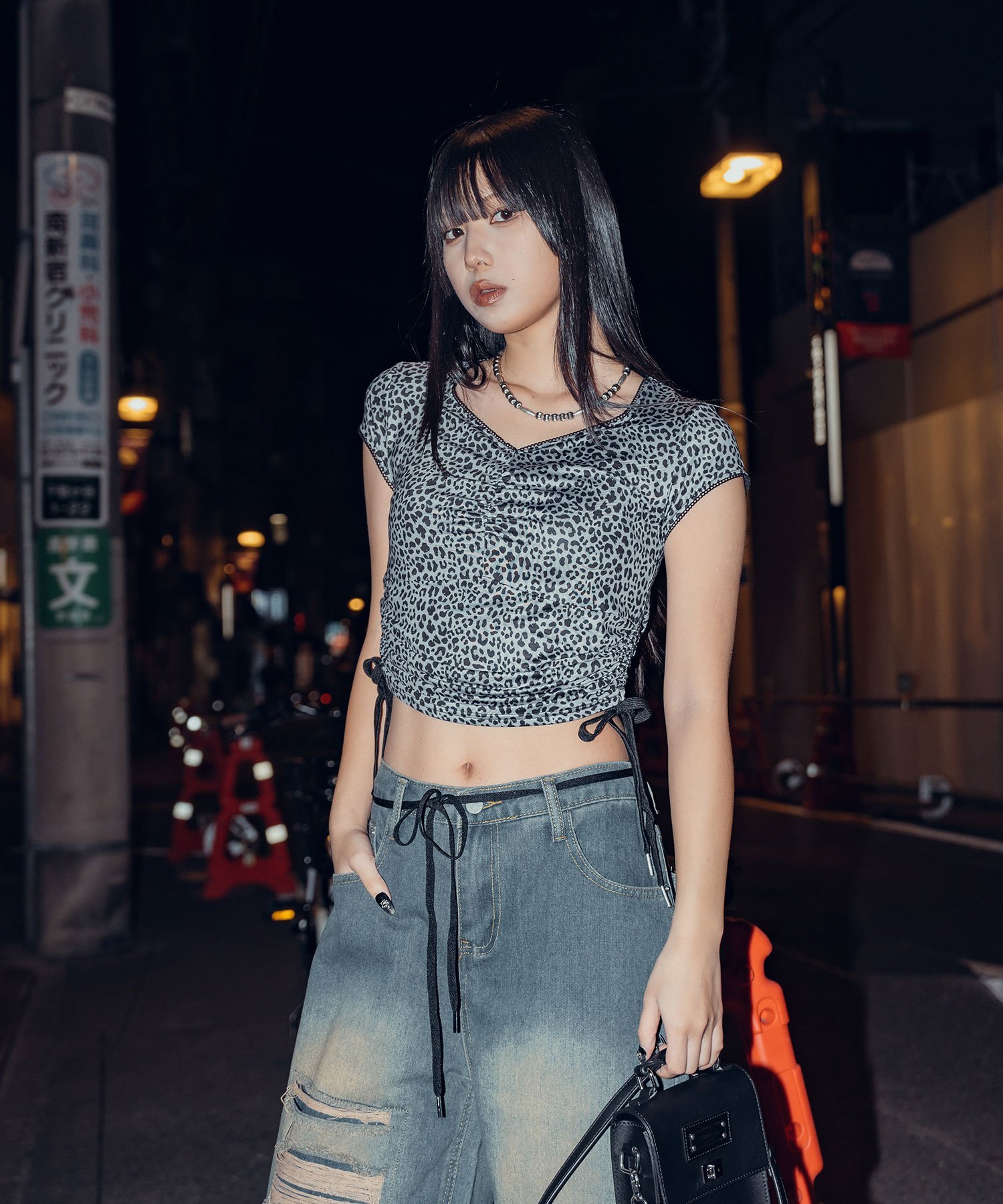 Subciety Leopard top【WOMEN】 サブサエティ トップス カットソー・Tシャツ ブラック ベージュ