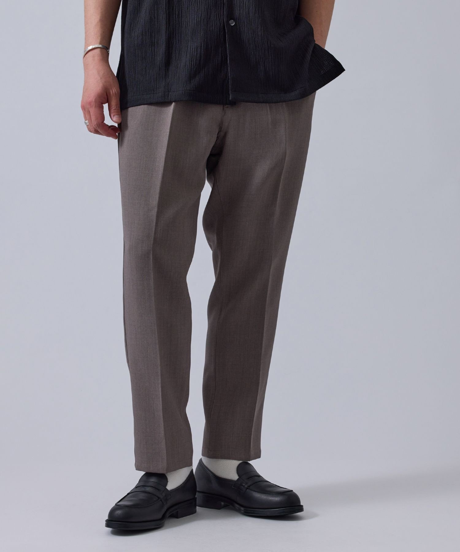 LE CERCLE par rope' HOMME スリムイージーライトパンツ/セットアップ対応 ジュン スタンダード ピックス パンツ スラックス・ドレスパンツ グレー ブラック【送料無料】
