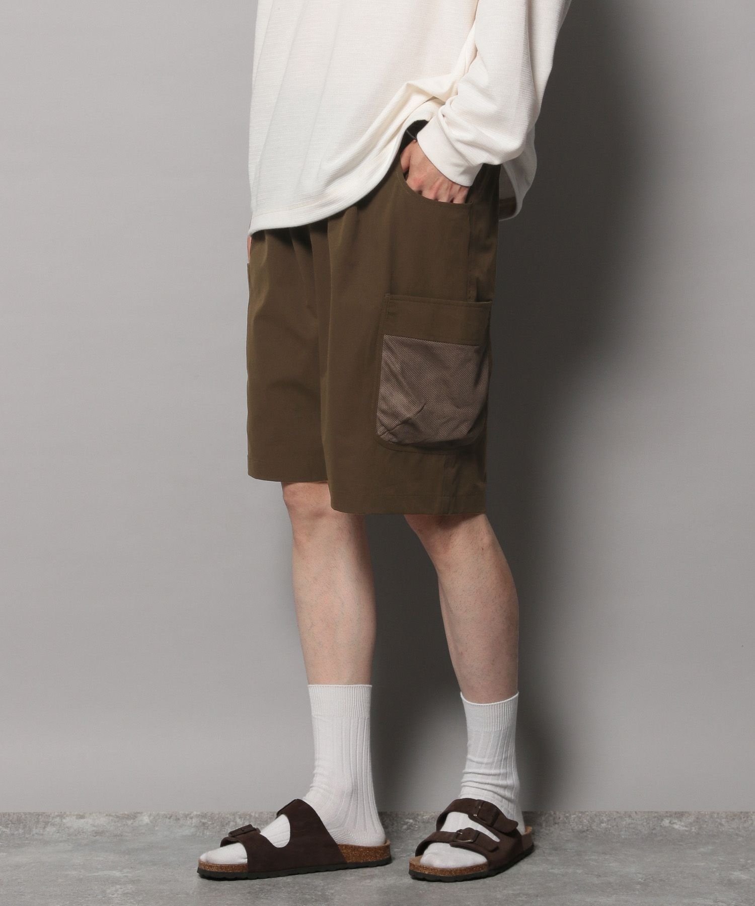 【BUDDIES Dept.】メッシュポケットカーゴショーツ[UVケア・吸水速乾・耐塩素] ベイフロー パンツ その他のパンツ ブラウン ブラック