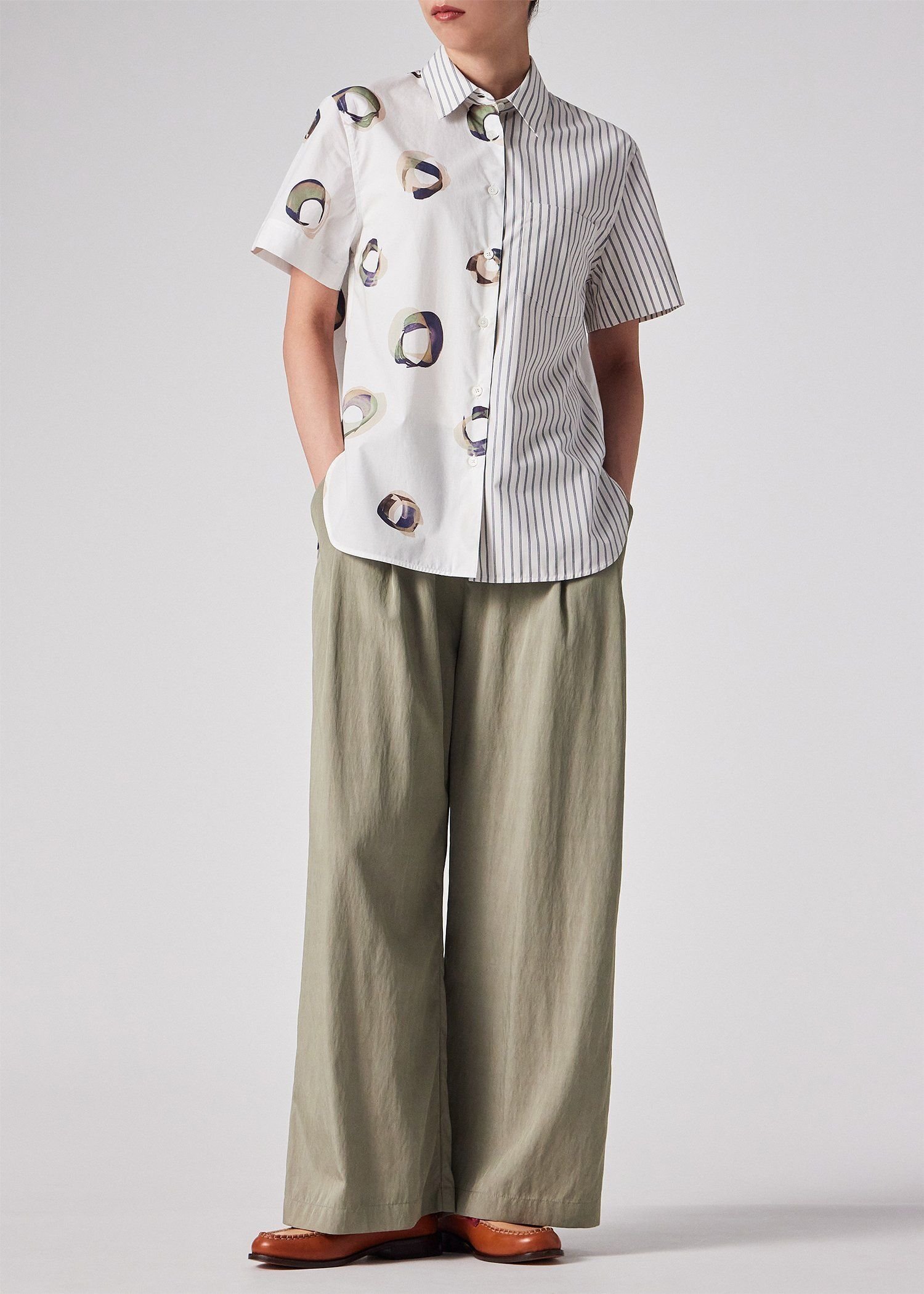 【SALE／30%OFF】PS Paul Smith ウィメンズ "Painted Spot" ミックスアップ 半袖シャツ ポール・スミス トップス シャツ・ブラウス ホワイト【送料無料】