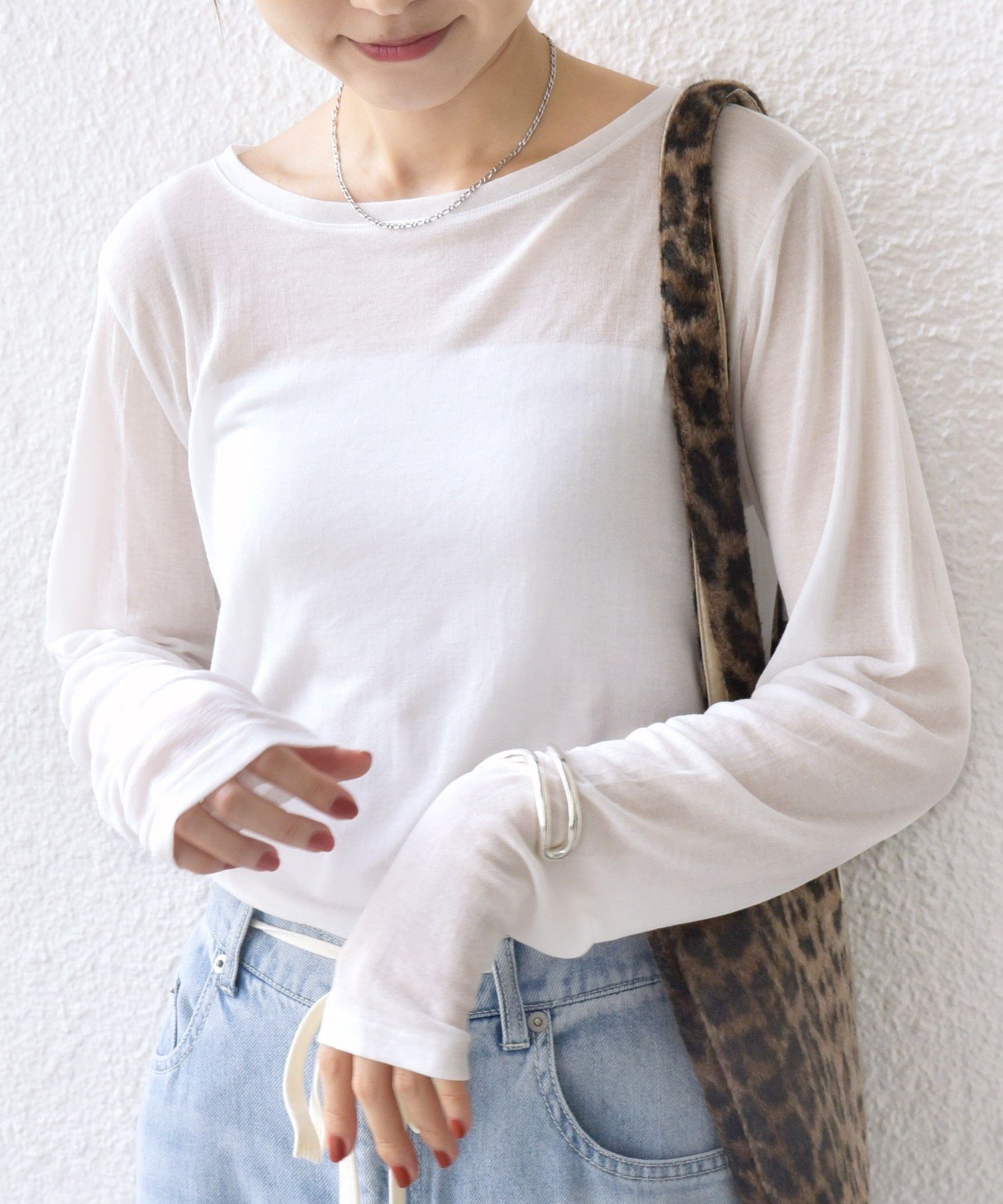 WOMEN 《予約》シアー フライス ロング スリーブ カットソー シップス トップス カットソー・Tシャツ ホワイト ブラック ピンク