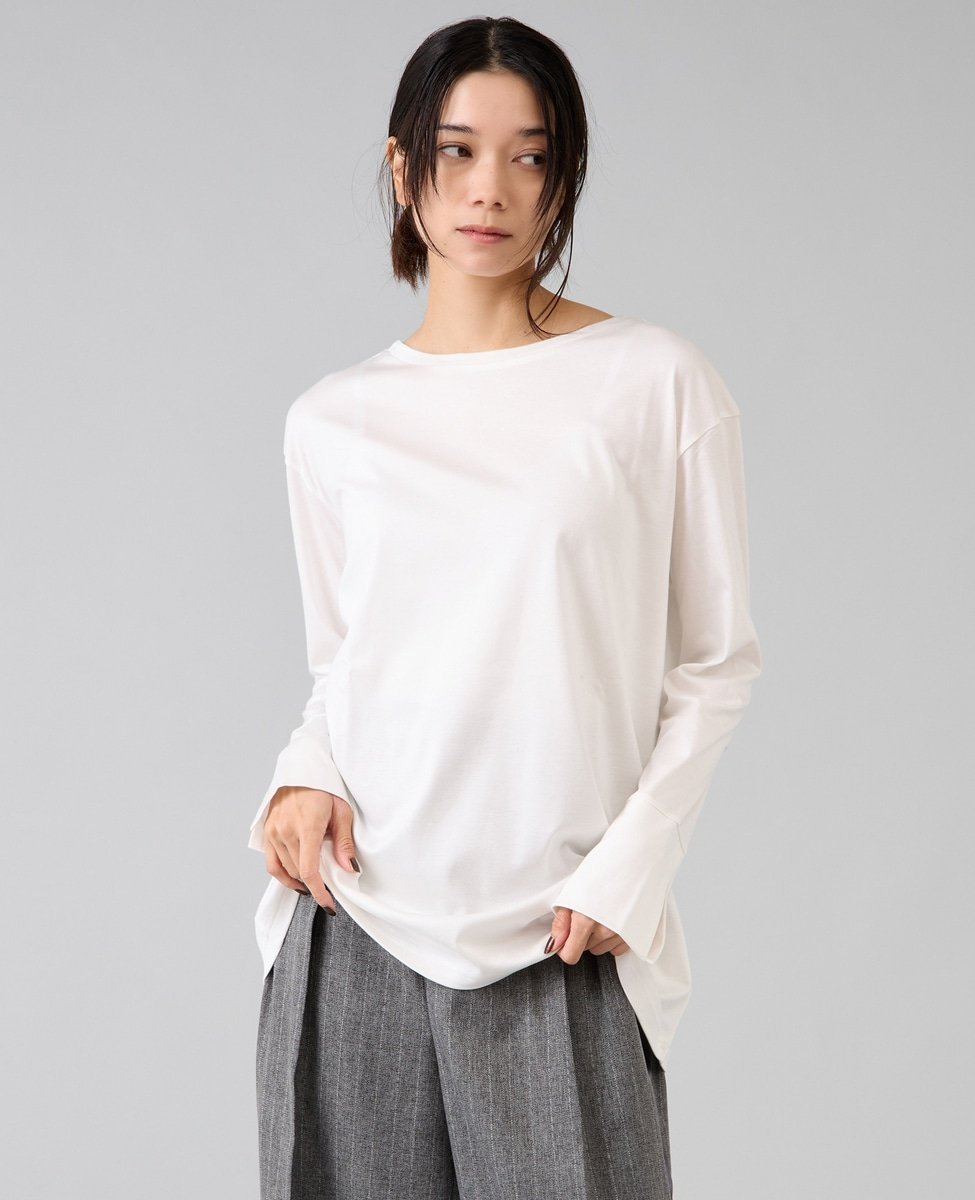 Liesse 袖口カフスカットソー リエス トップス カットソー・Tシャツ ホワイト ブラウン