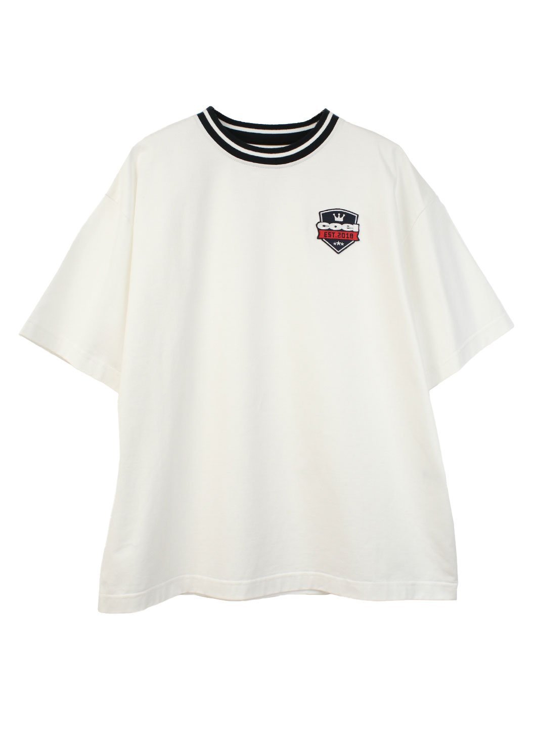 【SALE／50%OFF】COEL ライン入りワッペンTEE コエル トップス カットソー・Tシャツ ブラック ホワイト【送料無料】
