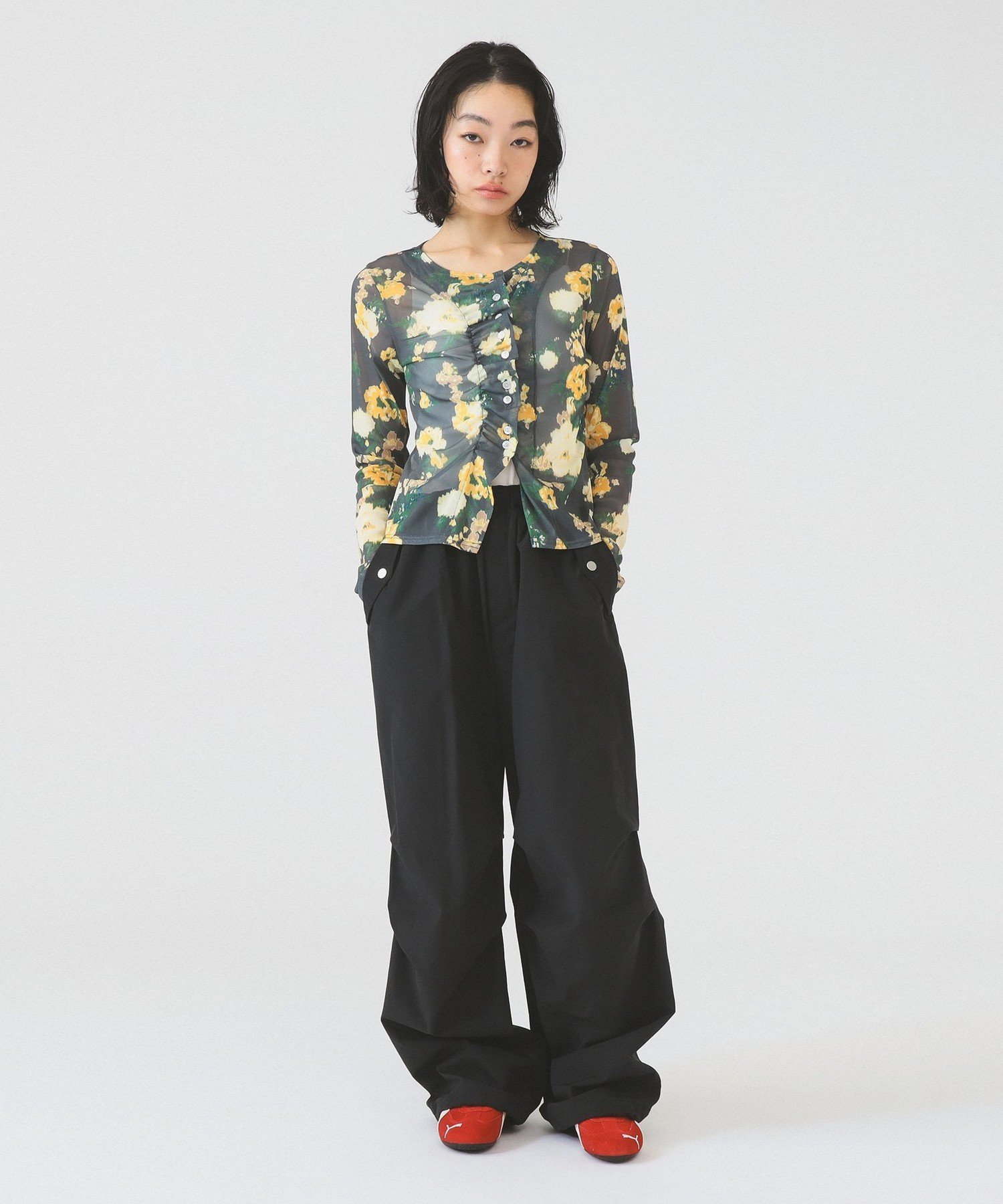 Ray BEAMS ニータック パラシュート パンツ ビームス ウイメン パンツ その他のパンツ ホワイト ブラック【送料無料】