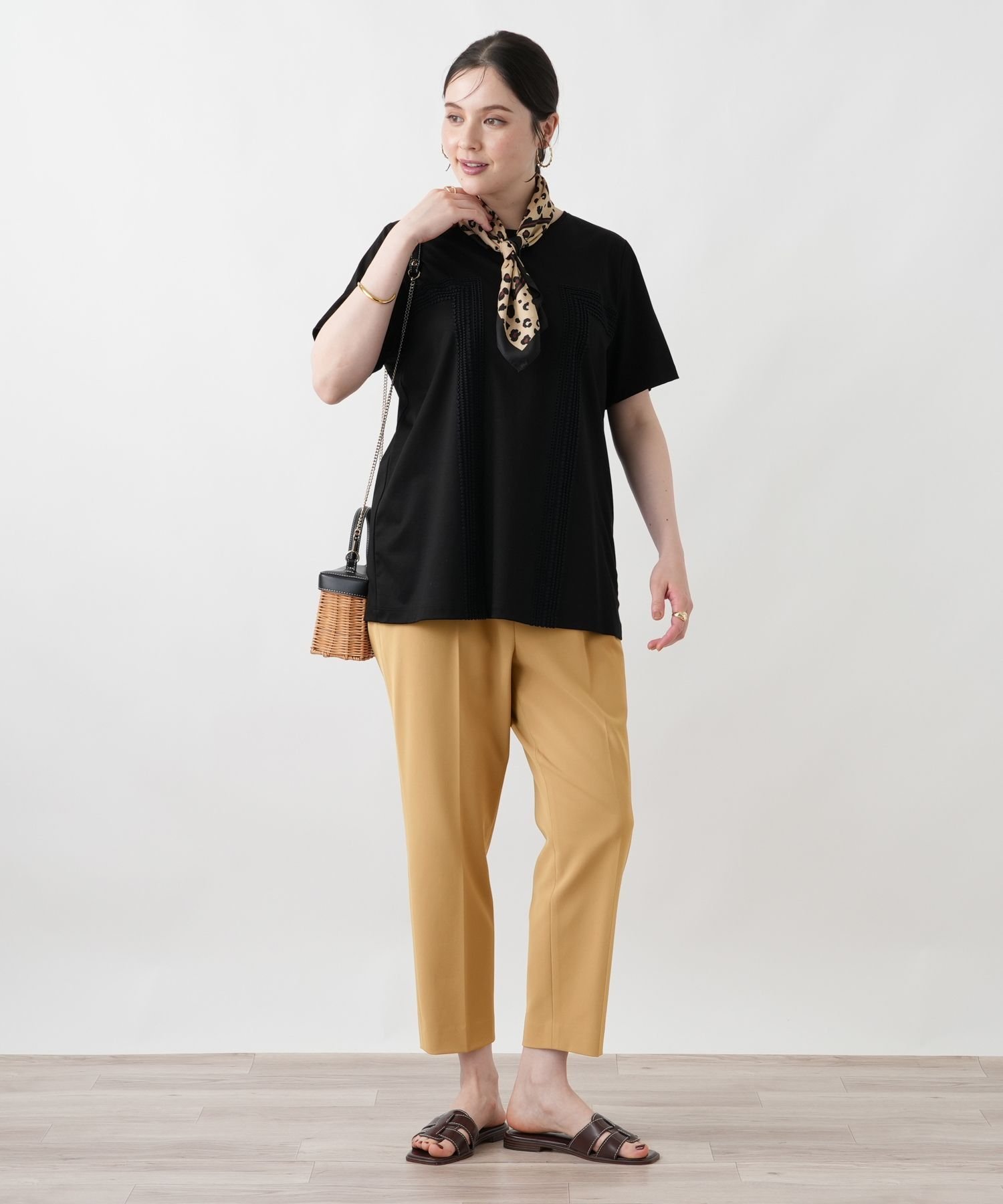 Leilian PLUS HOUSE 【店頭人気】【はっ水】クロップドパンツ レリアン プラスハウス パンツ その他のパンツ ネイビー ブラウン ホワイト